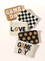 Shiraleah "Game Day" Beaded Zip Pouch, Ivory