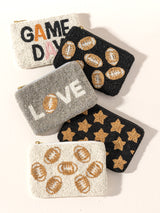 Shiraleah "Game Day" Beaded Zip Pouch, Ivory