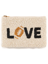 Shiraleah "Love" Beaded Zip Pouch, Ivory