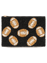 Shiraleah Footballs Beaded Zip Pouch, Black