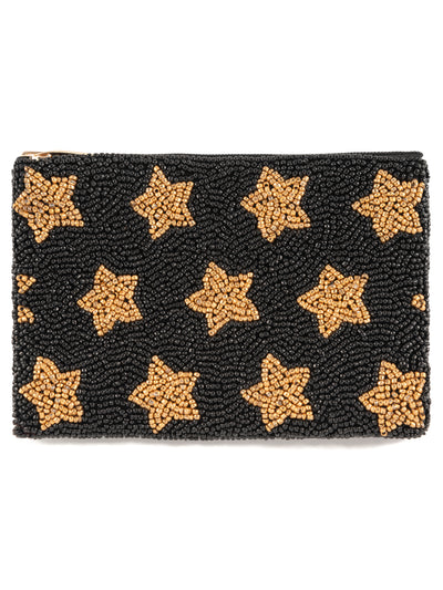 Shiraleah Stars Beaded Zip Pouch, Black