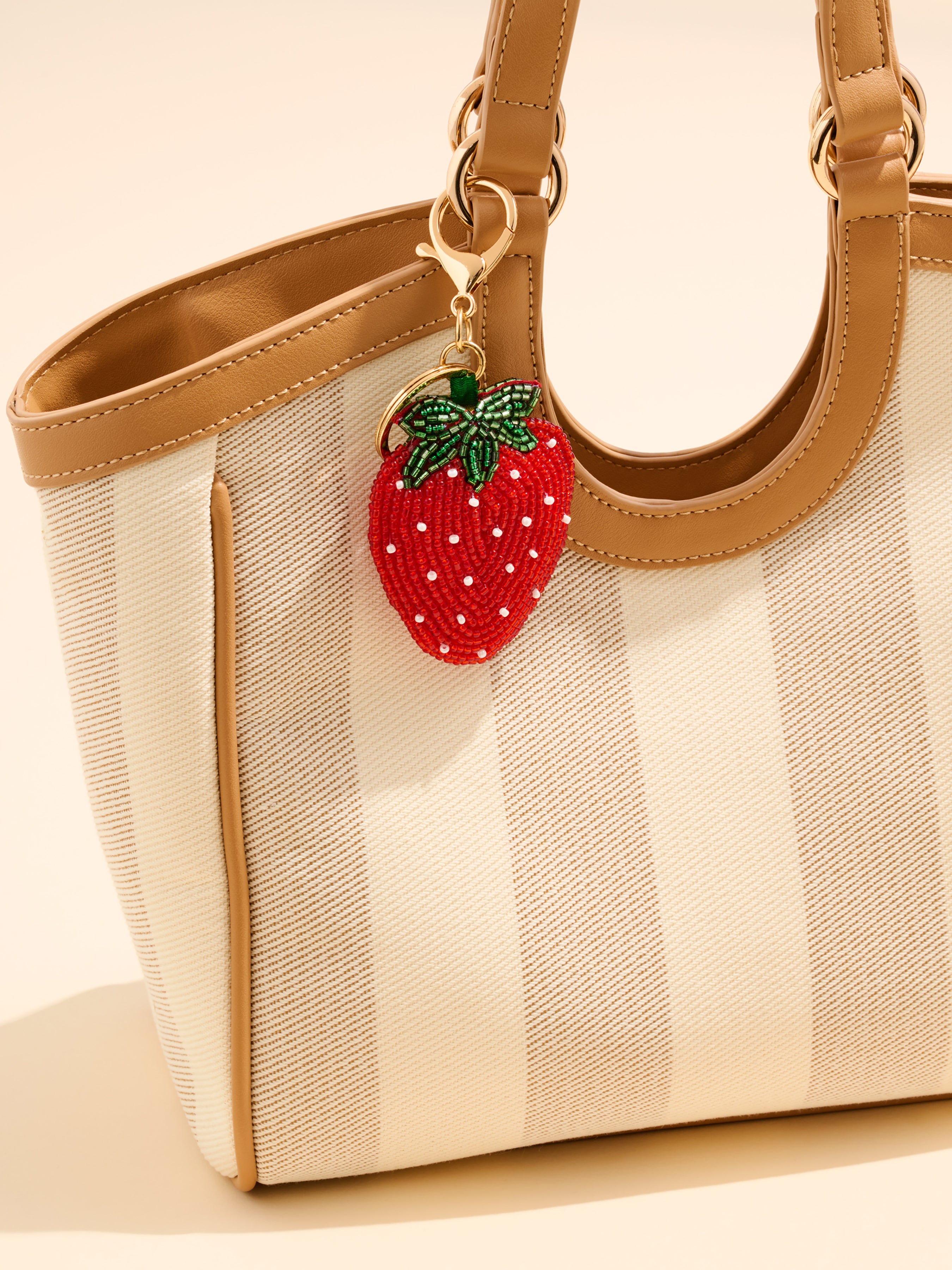 Shiraleah Strawberry Beaded Bag Charm/Key Ring, Red