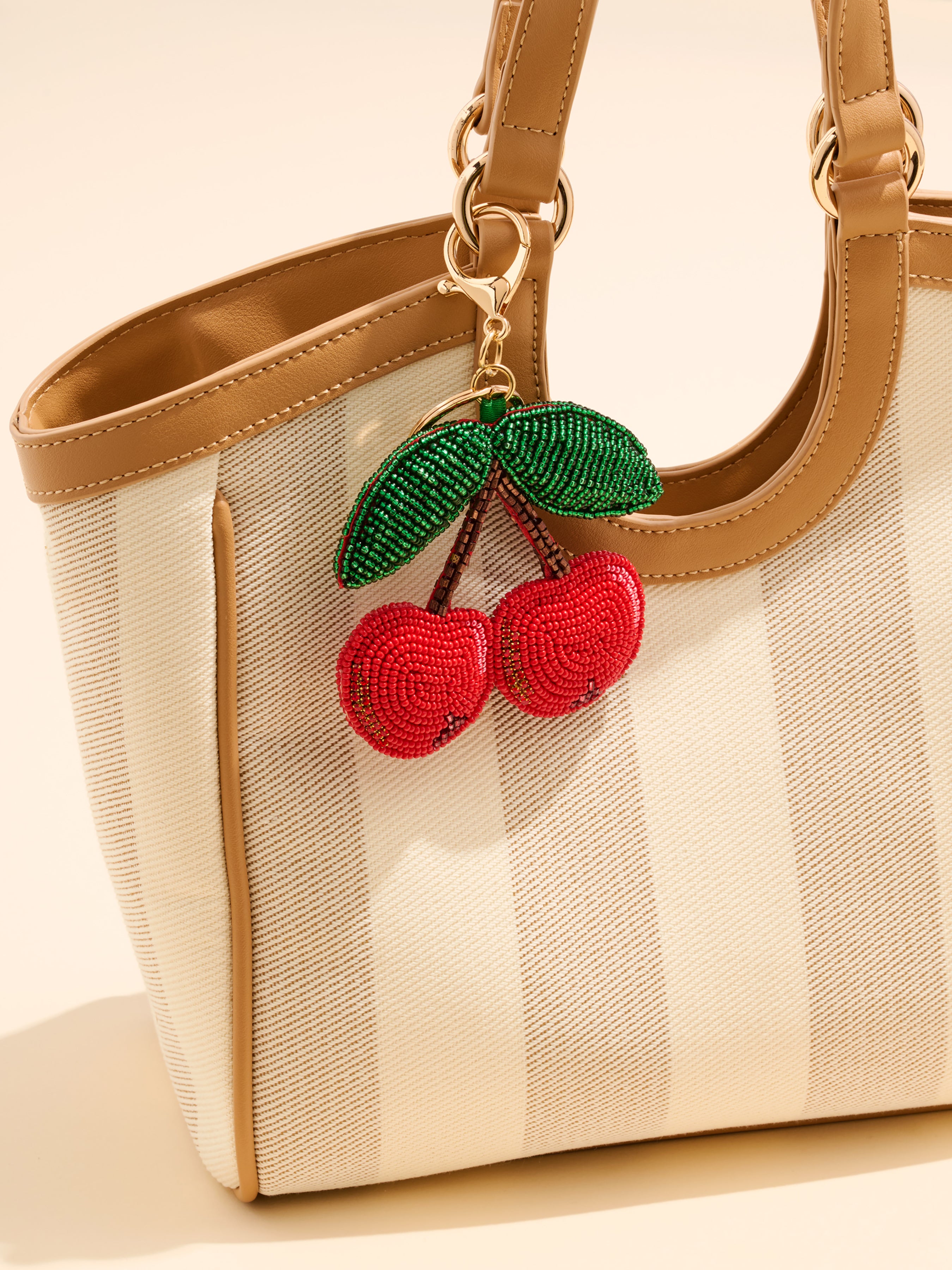 Shiraleah Cherries Beaded Bag Charm/Key Ring, Red