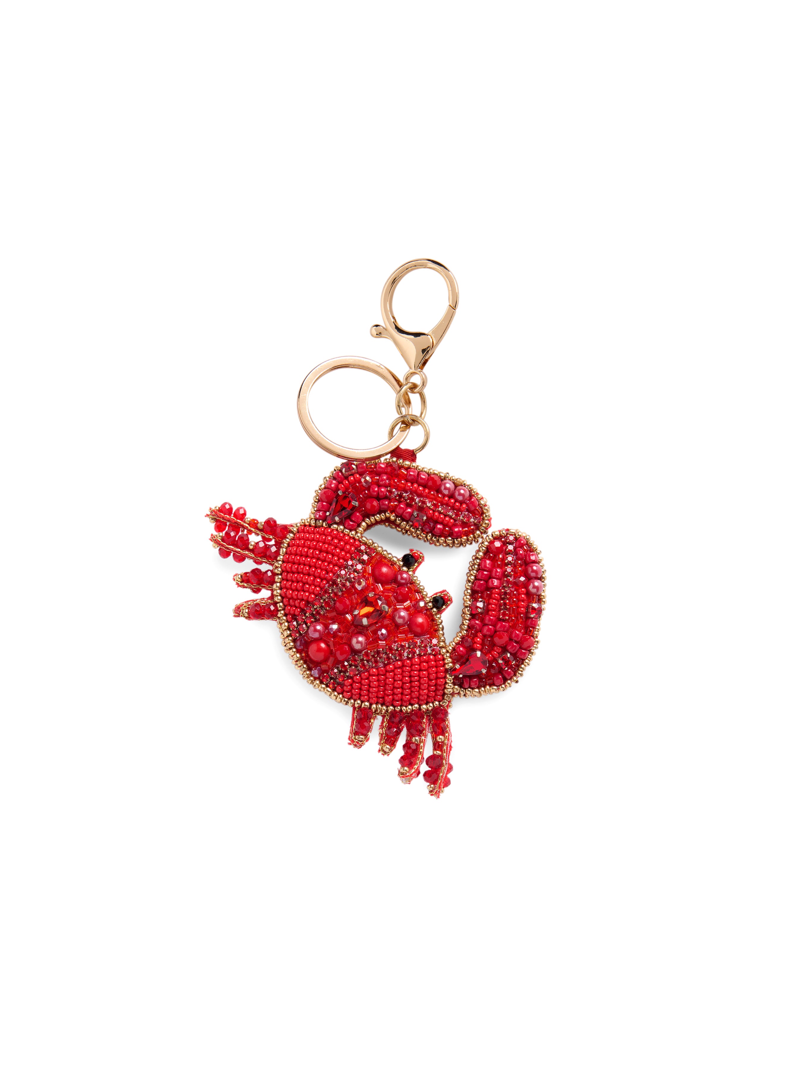 Shiraleah Crab Beaded Bag Charm/Key Ring, Red