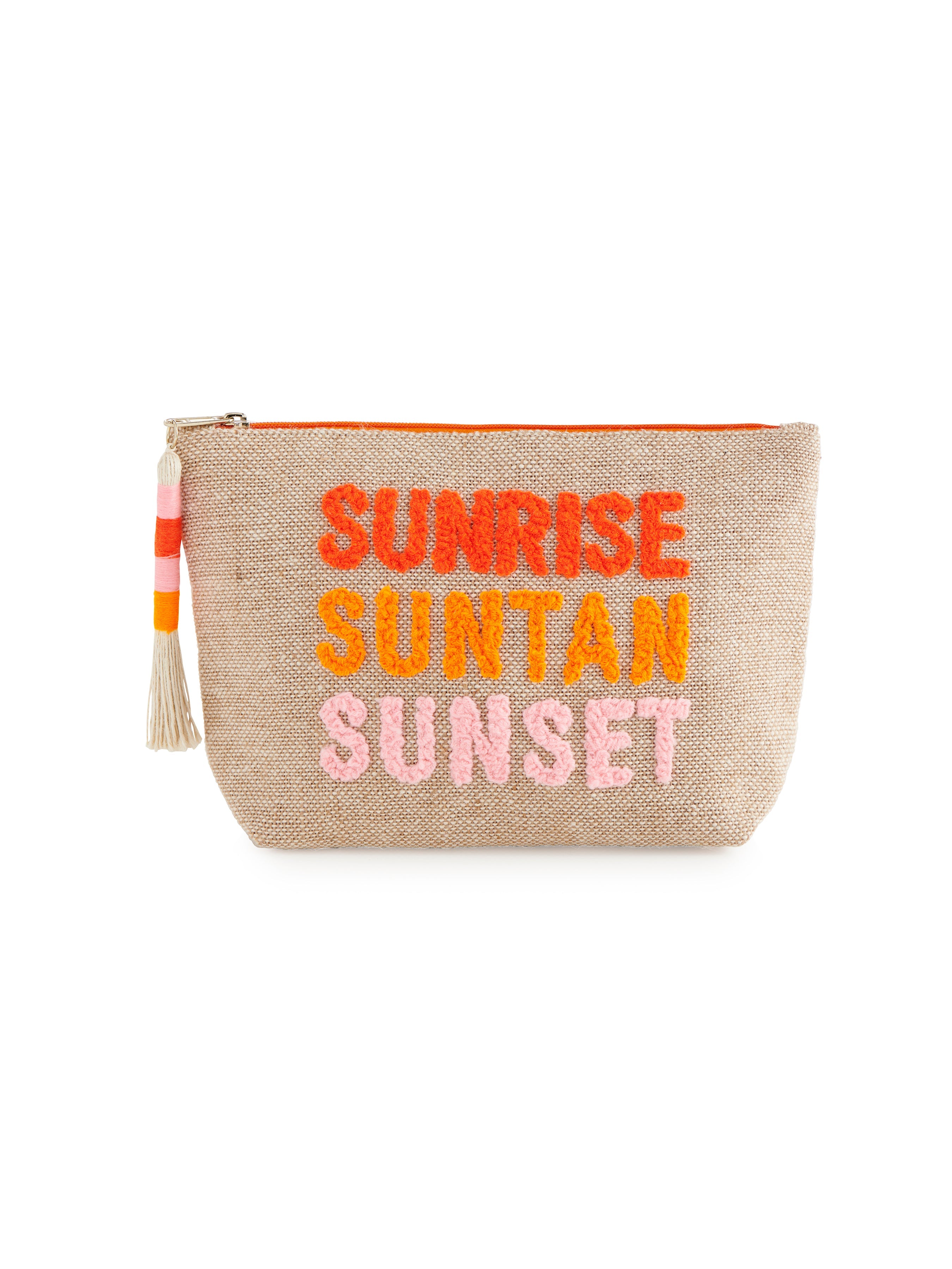 Shiraleah "Sunrise Suntan Sunset" Zip Pouch, Natural