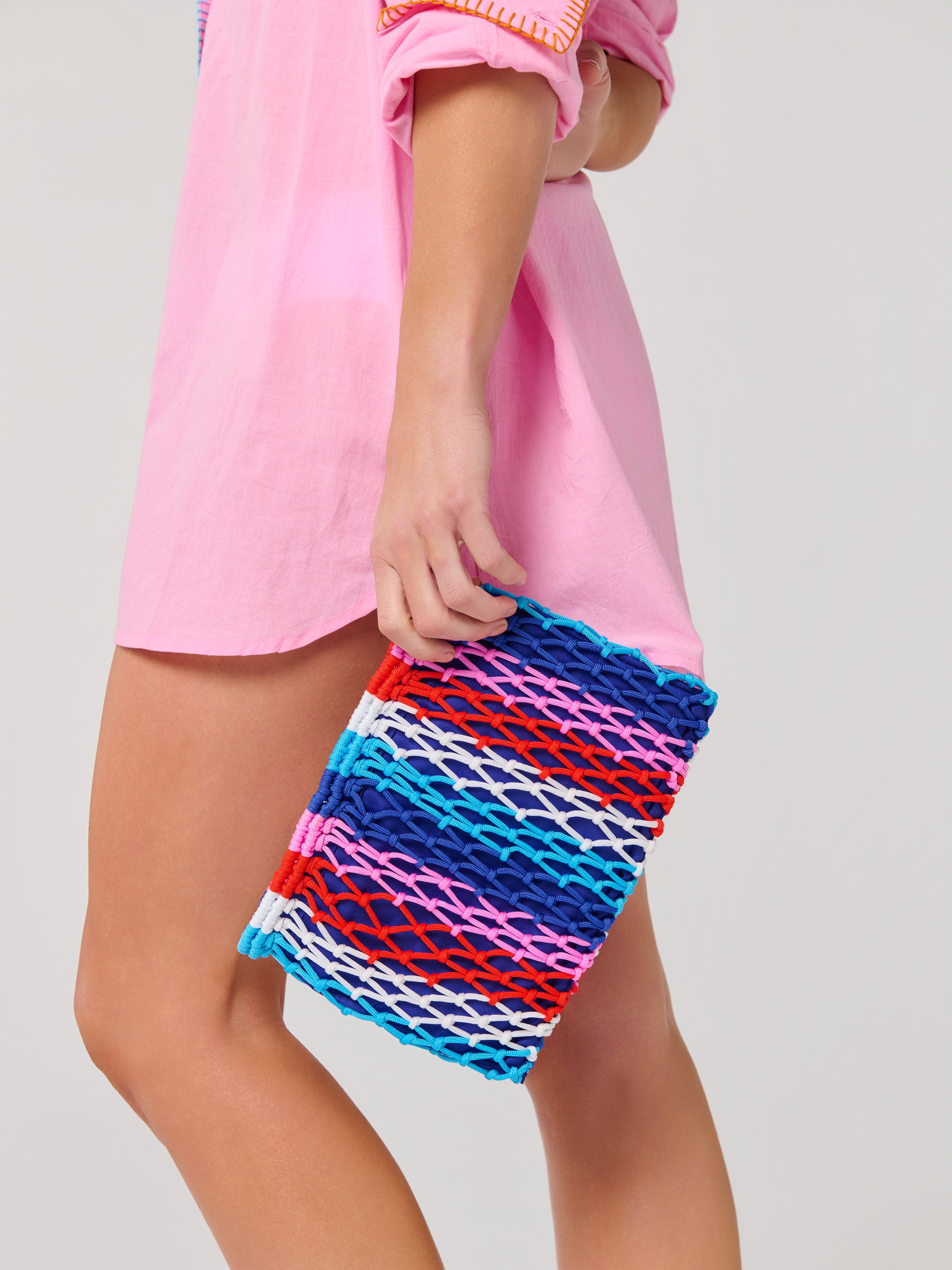 Shiraleah Braziliana Stripe Zip Pouch, Blue