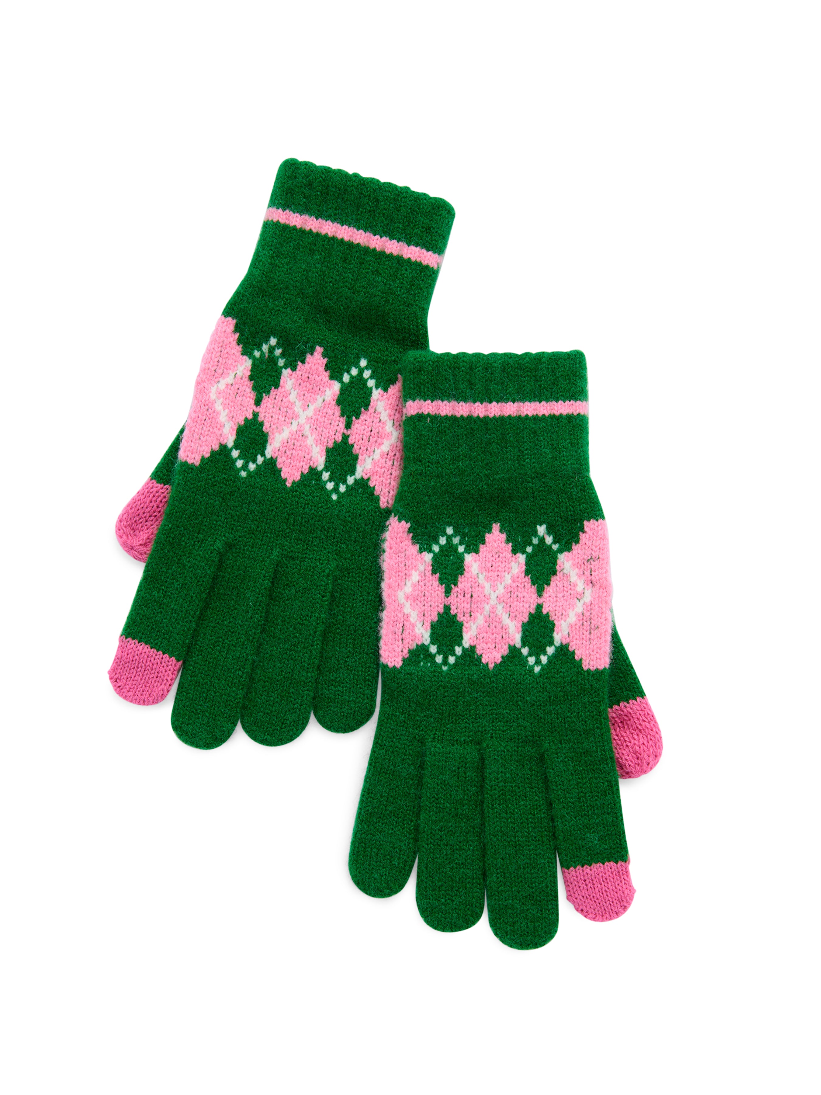 Shiraleah Argyle Touchscreen Gloves GREEN / OS