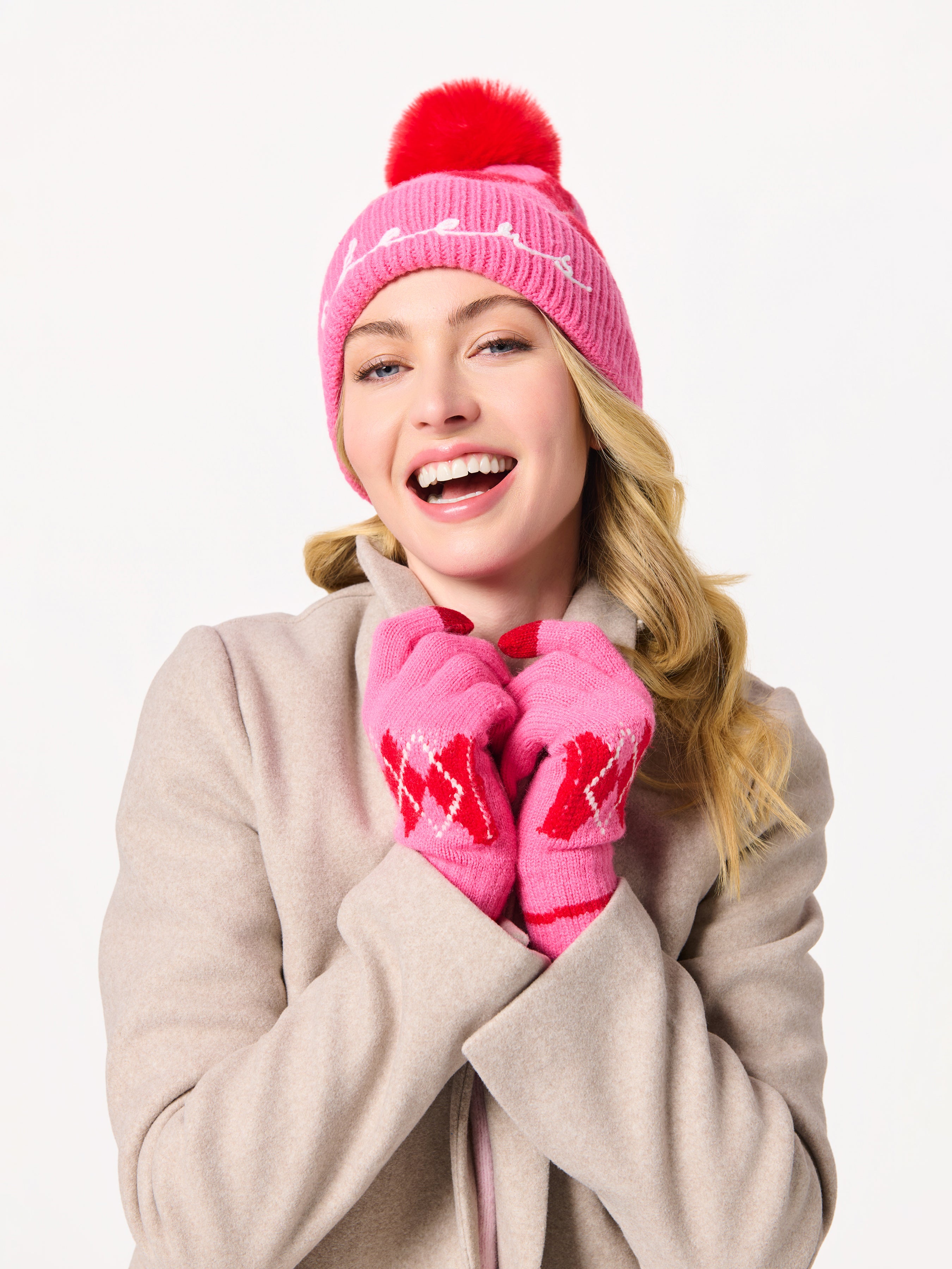 Shiraleah Argyle Touchscreen Gloves PINK / OS