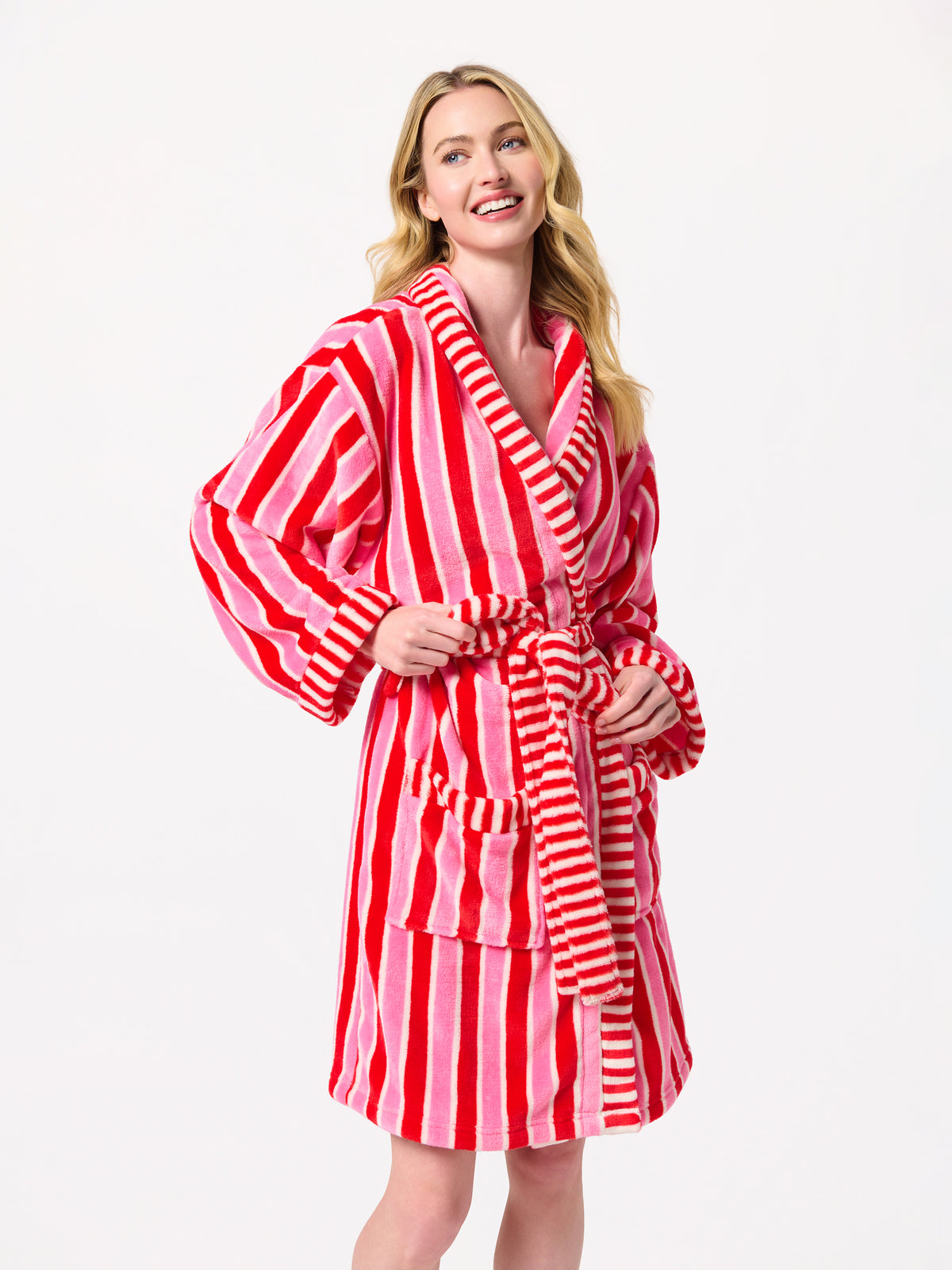 Shiraleah Holly Stripe Robe RED / S/M