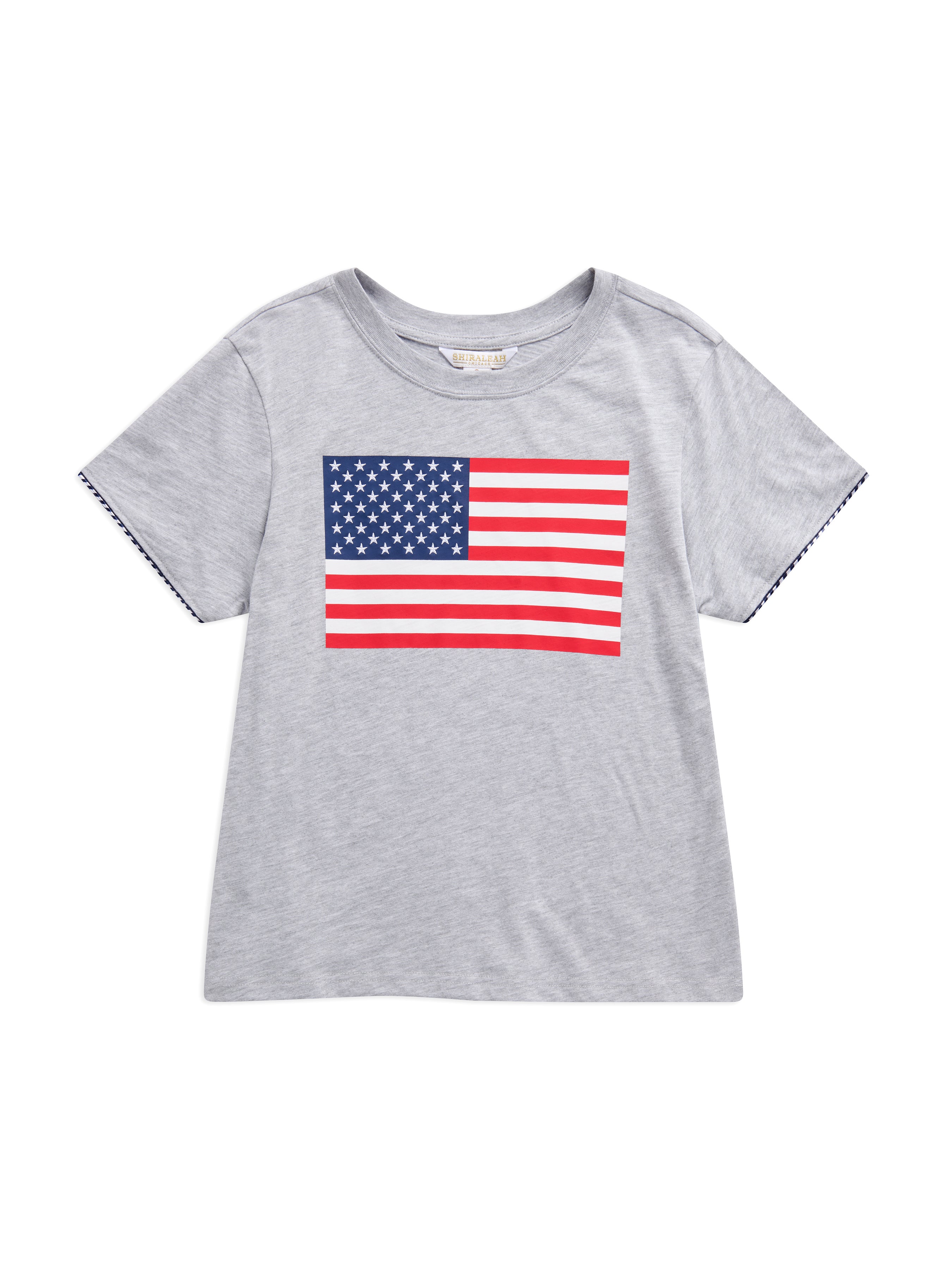 Shiraleah American Flag Relaxed Tee, Grey SMALL