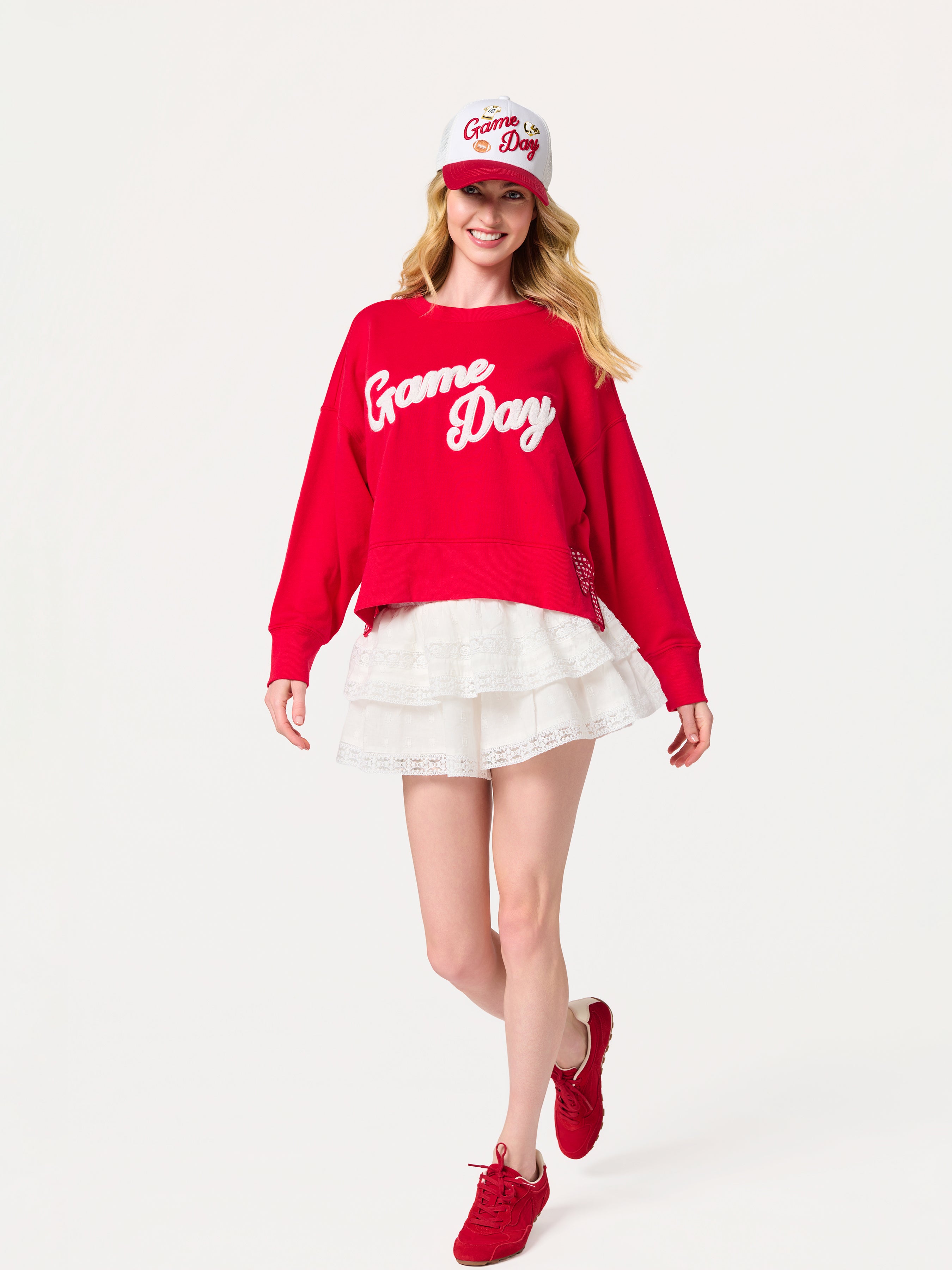 Shiraleah "Game Day" Relaxed Sweatshirt RED / EXTRA SMALL