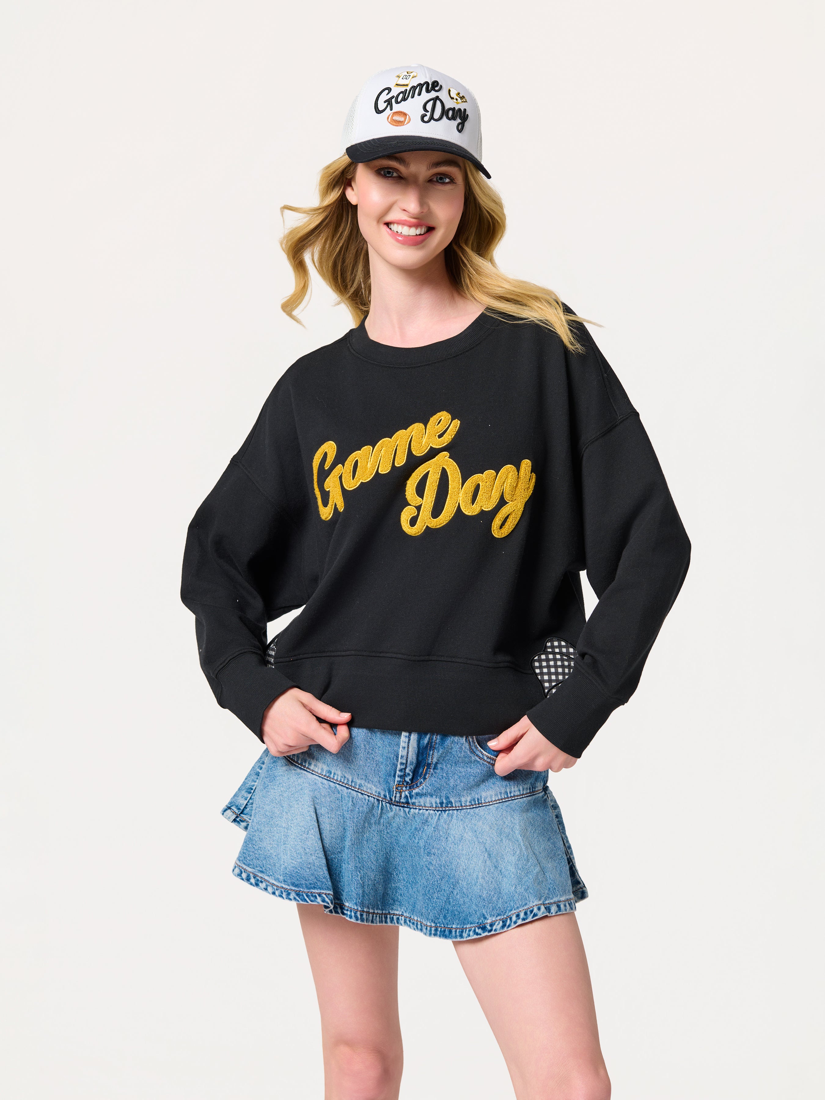 Shiraleah "Game Day" Relaxed Sweatshirt BLACK / EXTRA SMALL