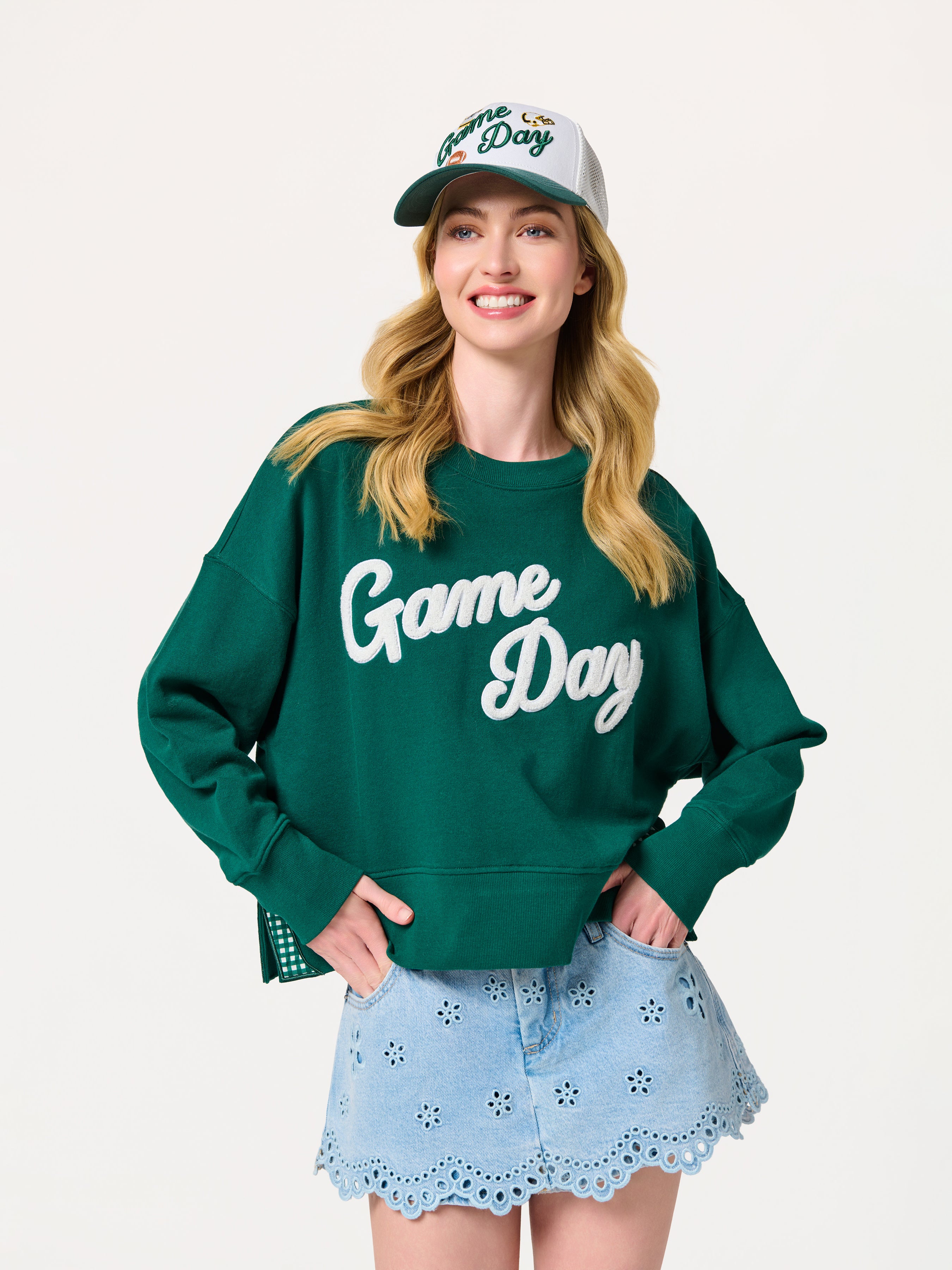 Shiraleah "Game Day" Relaxed Sweatshirt GREEN / EXTRA SMALL