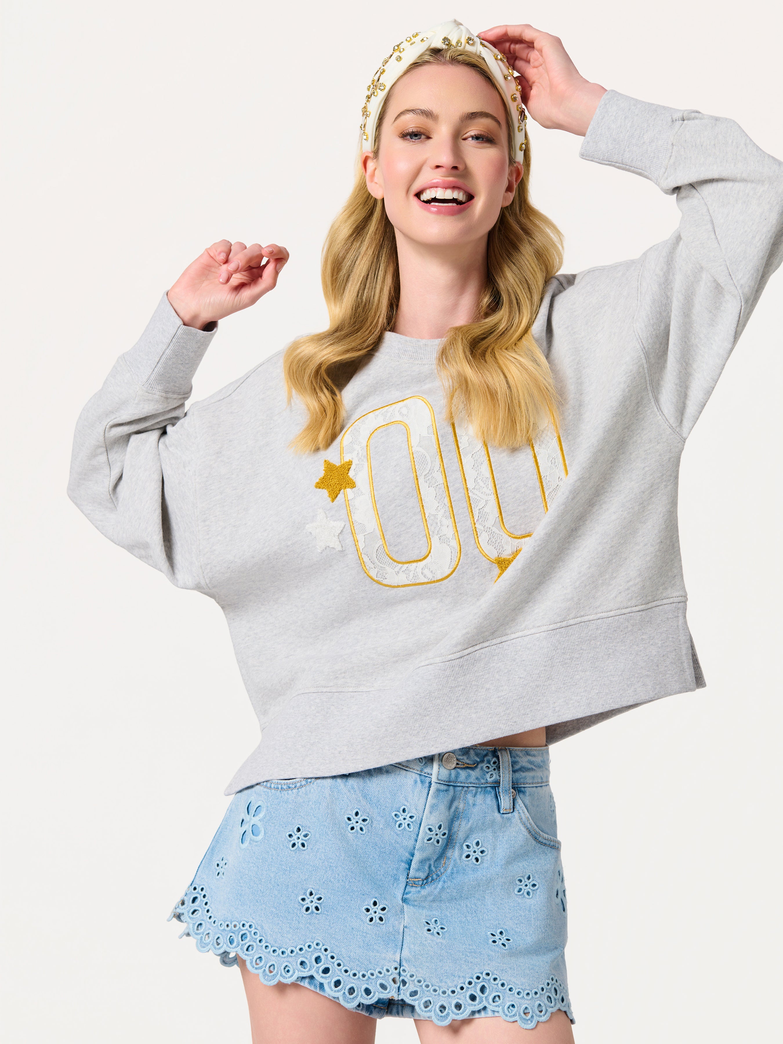 Shiraleah "00" Varsity Relaxed Sweatshirt GREY / EXTRA SMALL