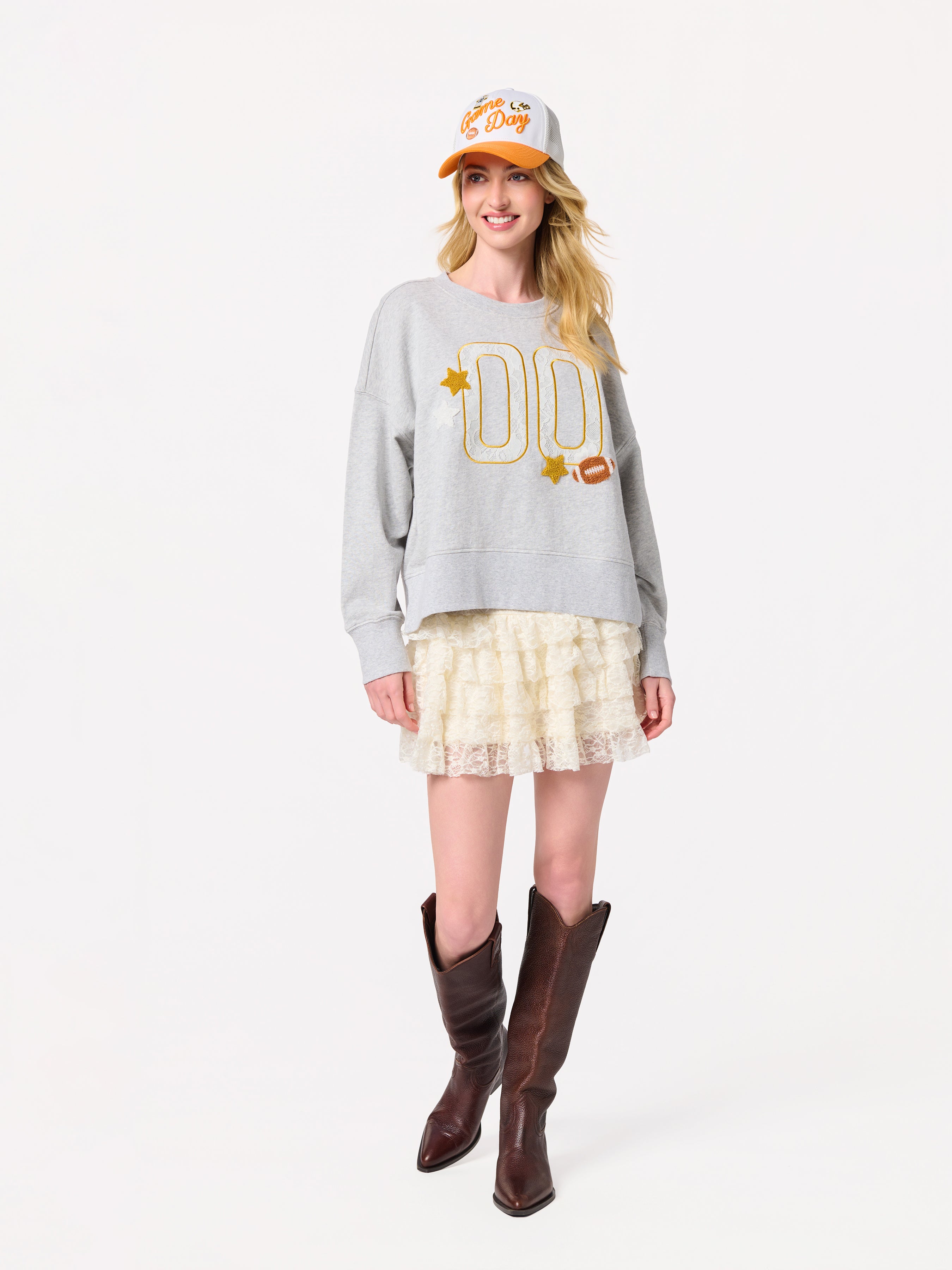 Shiraleah "00" Varsity Relaxed Sweatshirt GREY / EXTRA SMALL