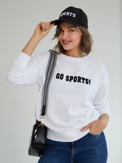 Shiraleah "Go Sports!" Sweatshirt, White