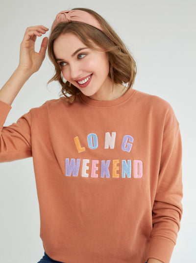 Shiraleah "Long Weekend" Sweatshirt, Rust