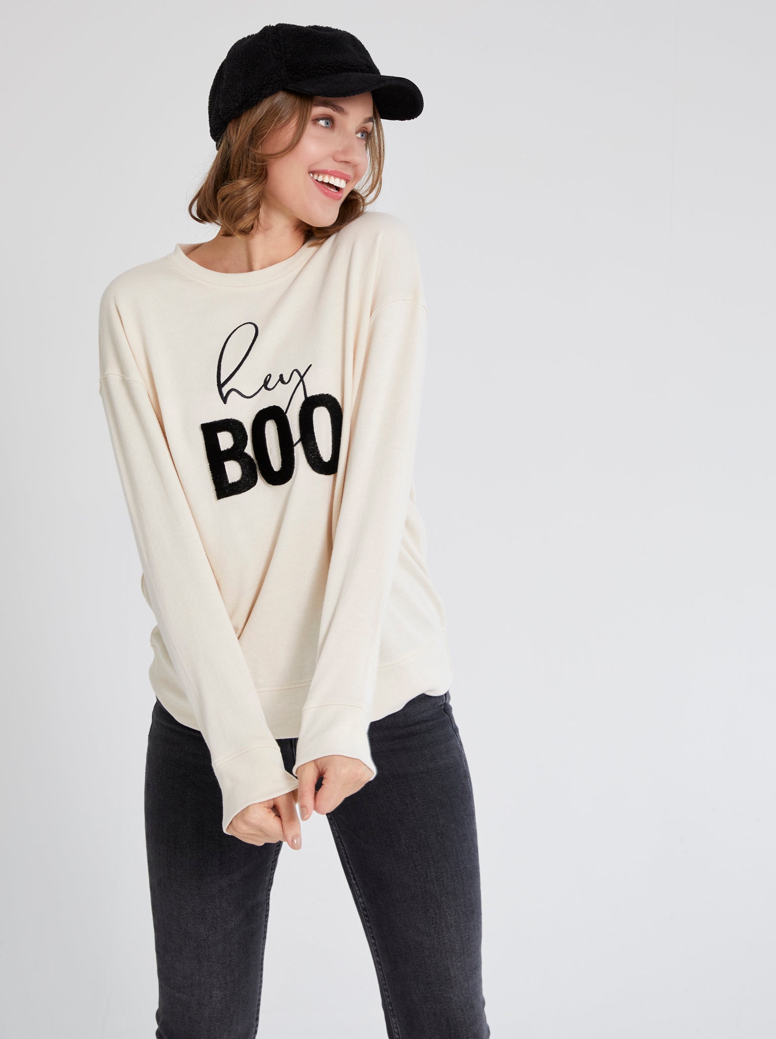 Shiraleah "Hey Boo" Sweatshirt, Putty