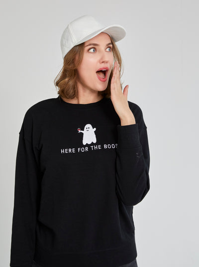 Shiraleah "Here For The Boos" Sweatshirt, Black