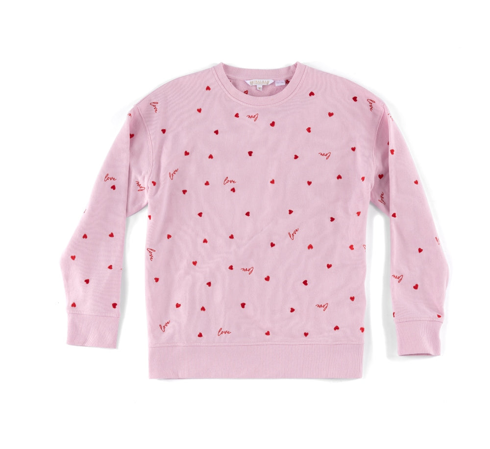 Shiraleah "Love" Hearts Sweatshirt, Blush