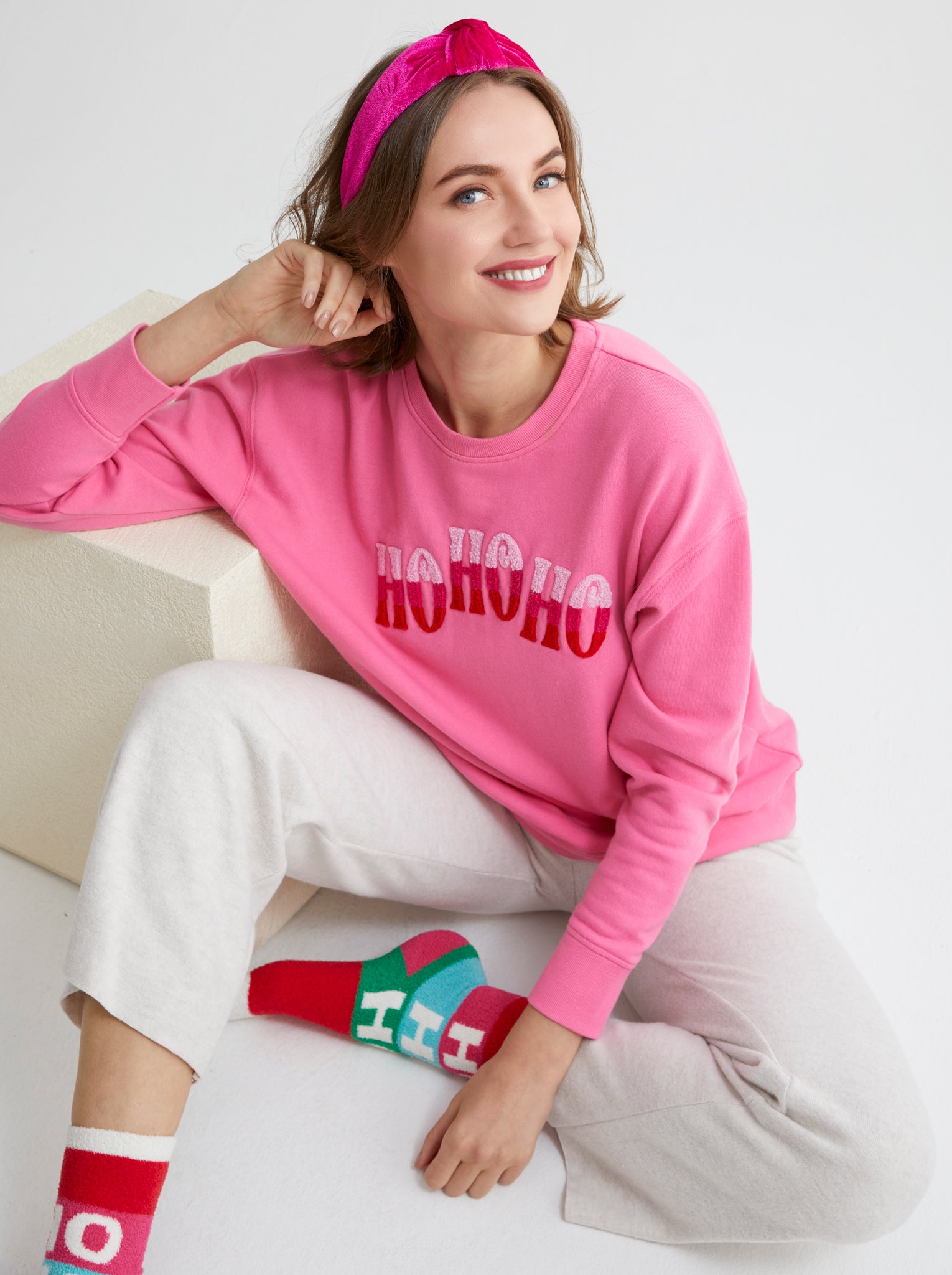 Shiraleah "Ho Ho Ho" Sweatshirt, Pink