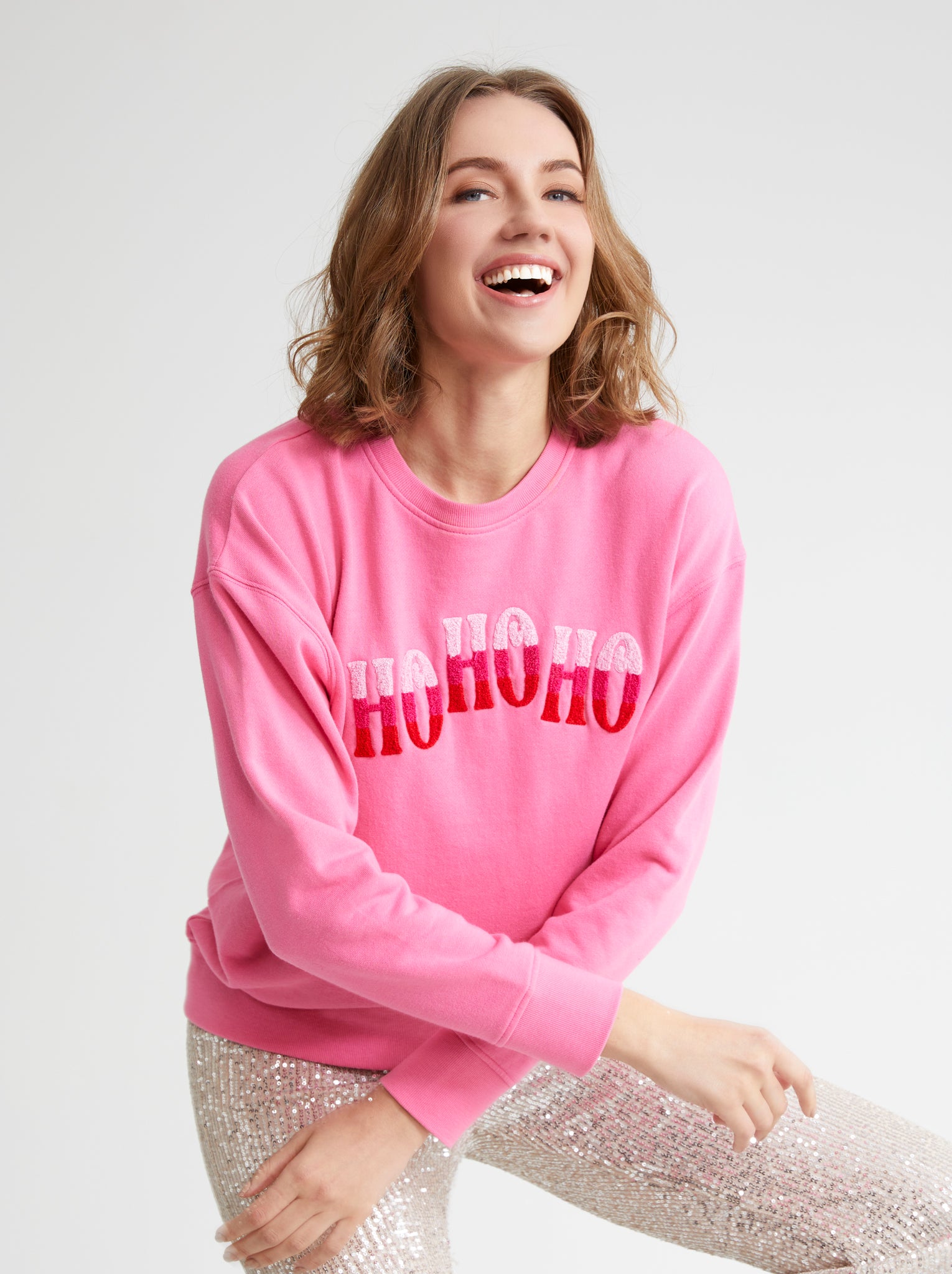 Shiraleah "Ho Ho Ho" Sweatshirt, Pink