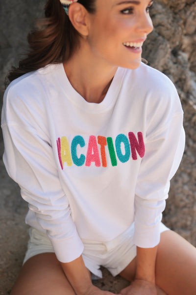 Shiraleah "Vacation" Sweatshirt, White