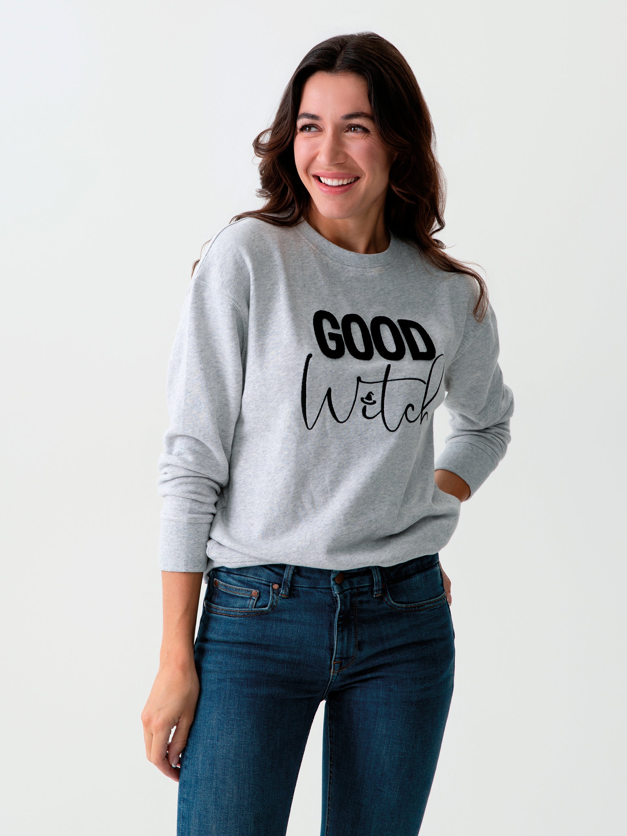 Shiraleah "Good Witch" Sweatshirt, Grey