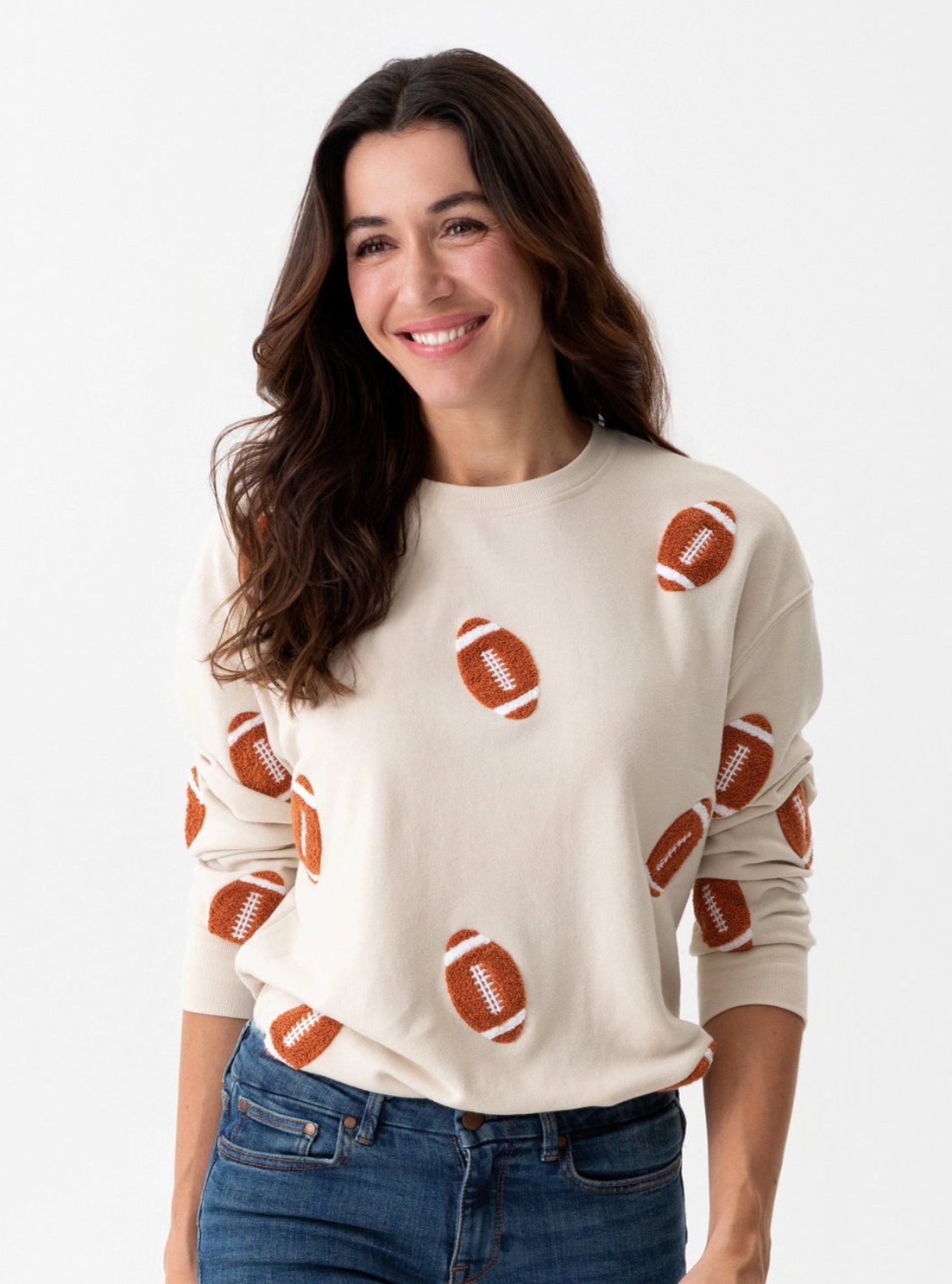 Shiraleah Football Sweatshirt, Putty