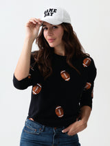 Shiraleah Sequin Football Sweatshirt, Black