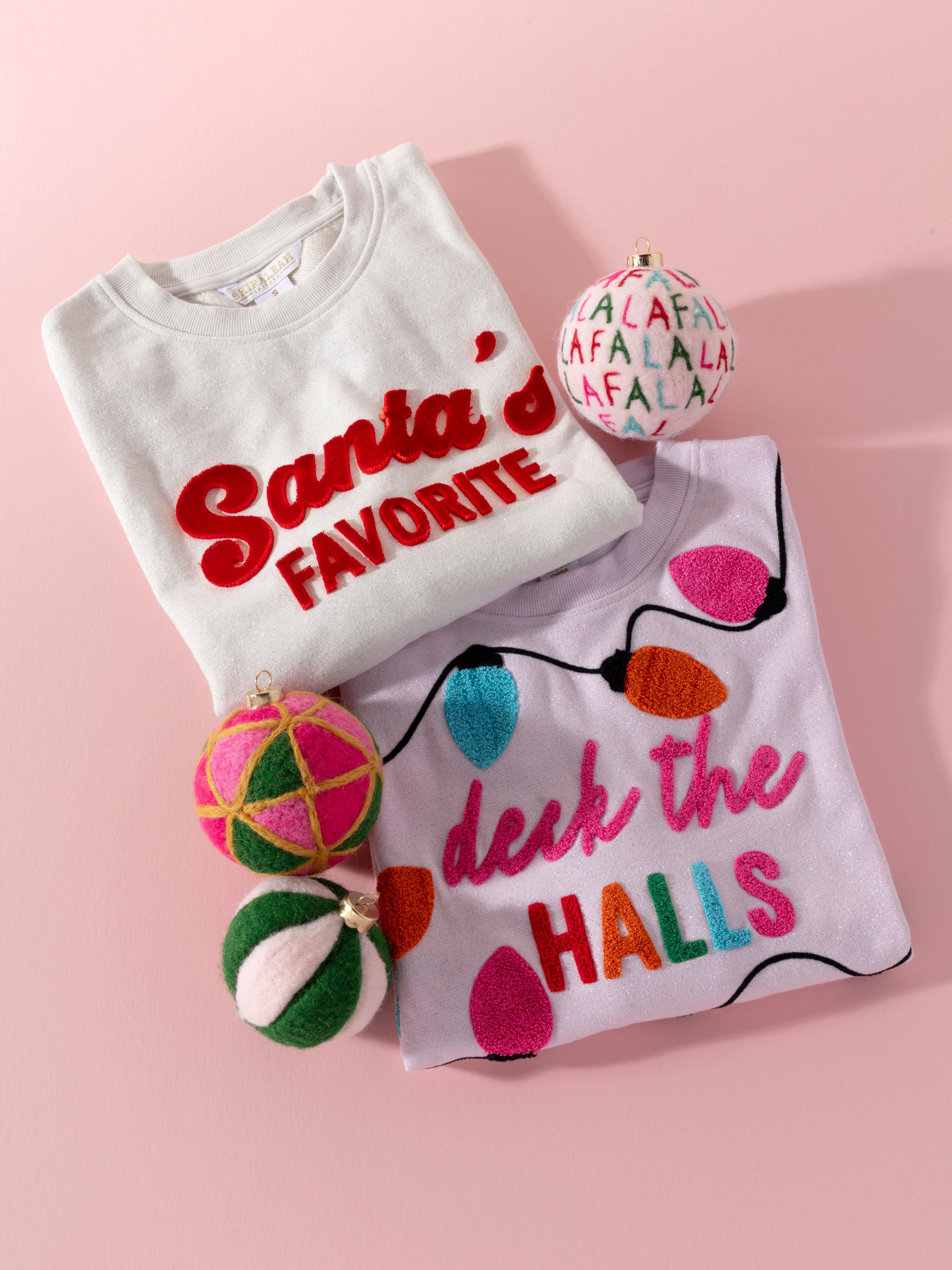 Shiraleah "Deck The Halls" Sweatshirt, Blush