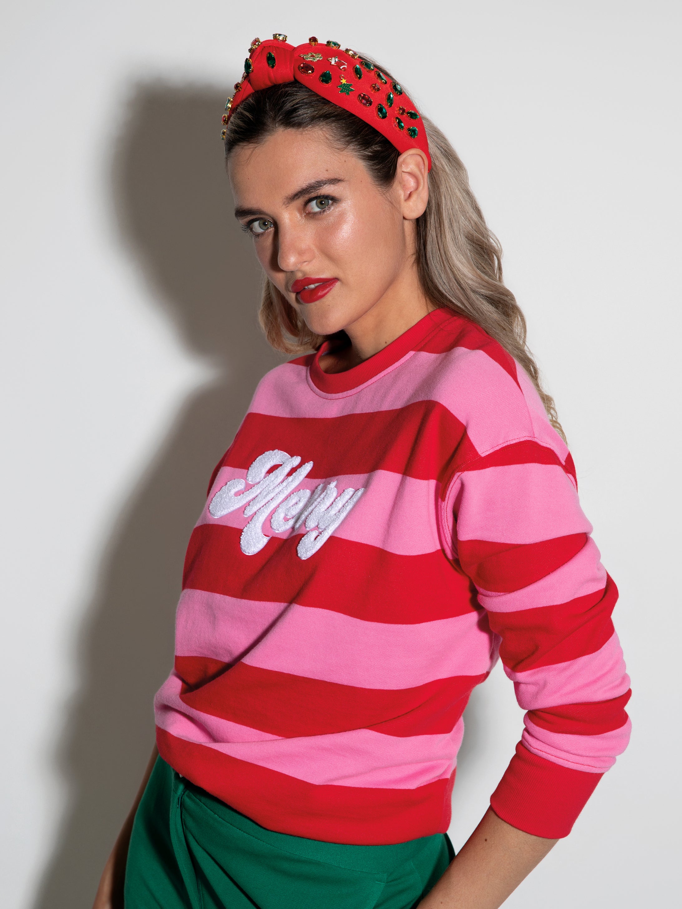 Shiraleah "Merry" Stripe Sweatshirt, Pink