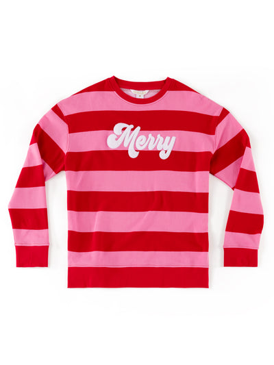 Shiraleah "Merry" Stripe Sweatshirt, Pink PINK / SMALL