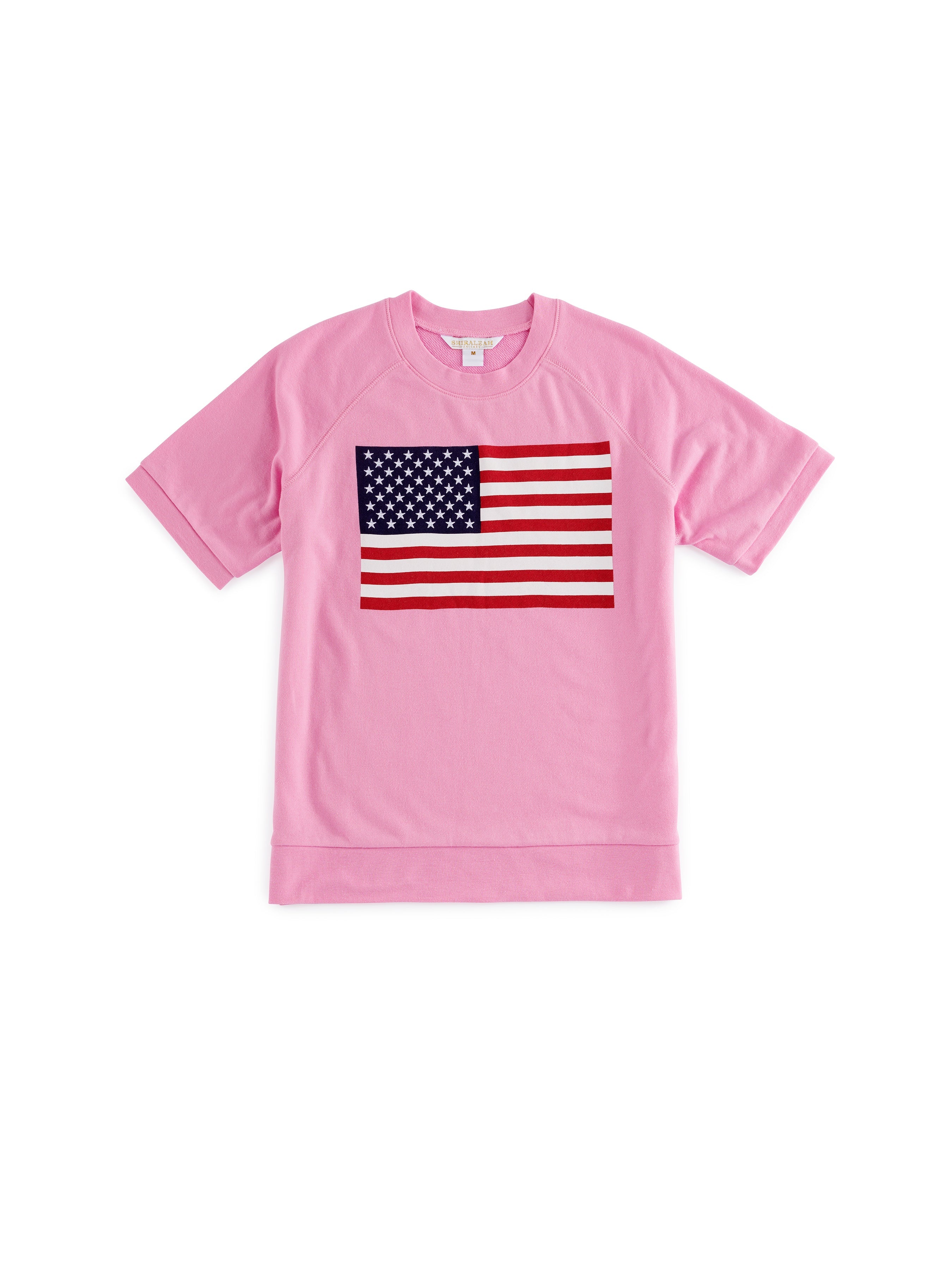 Shiraleah Flag Lightweight Short Sleeve Sweatshirt, Pink