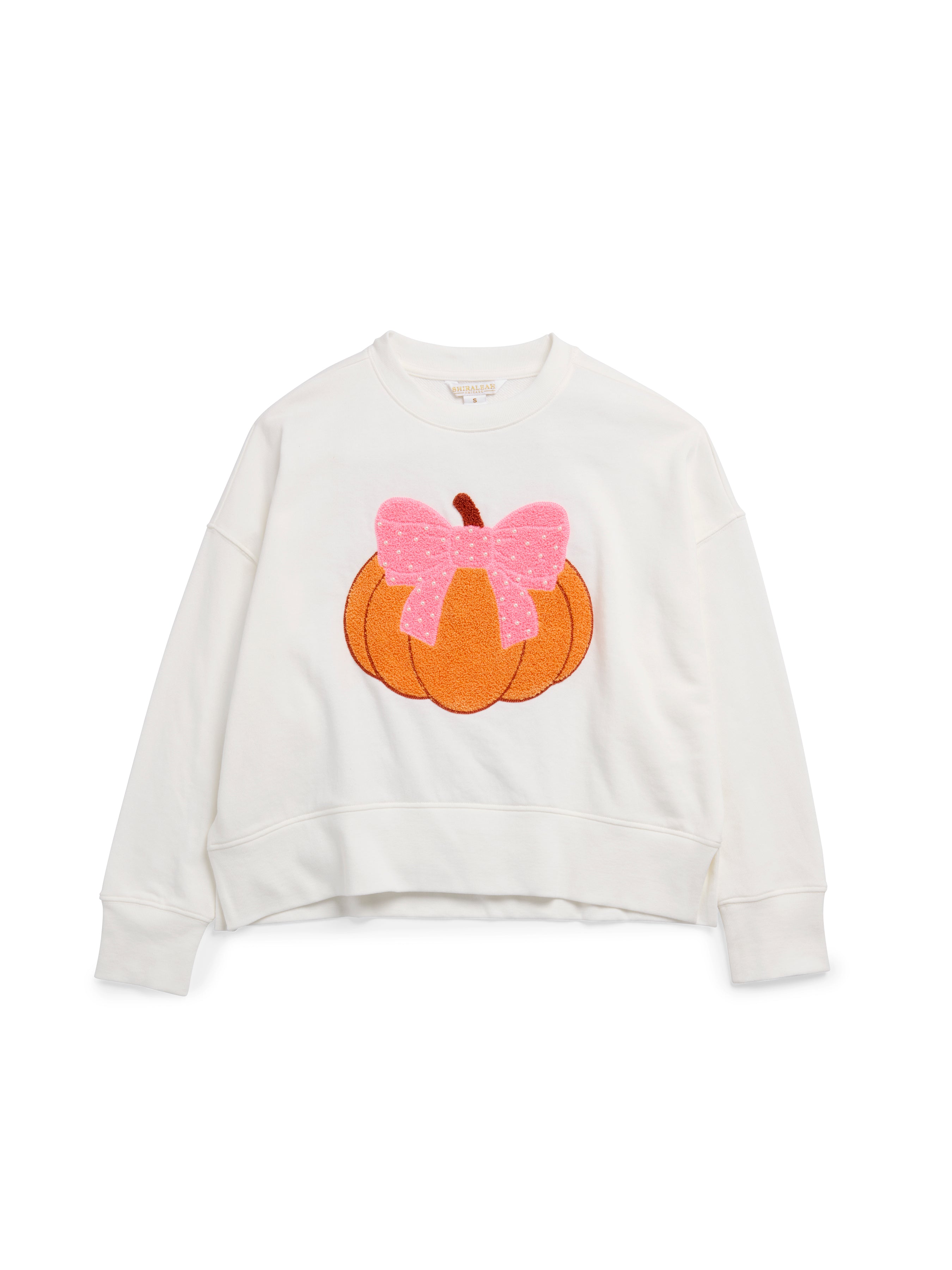 Shiraleah Pretty Pumpkin Relaxed Sweatshirt, Ivory LARGE