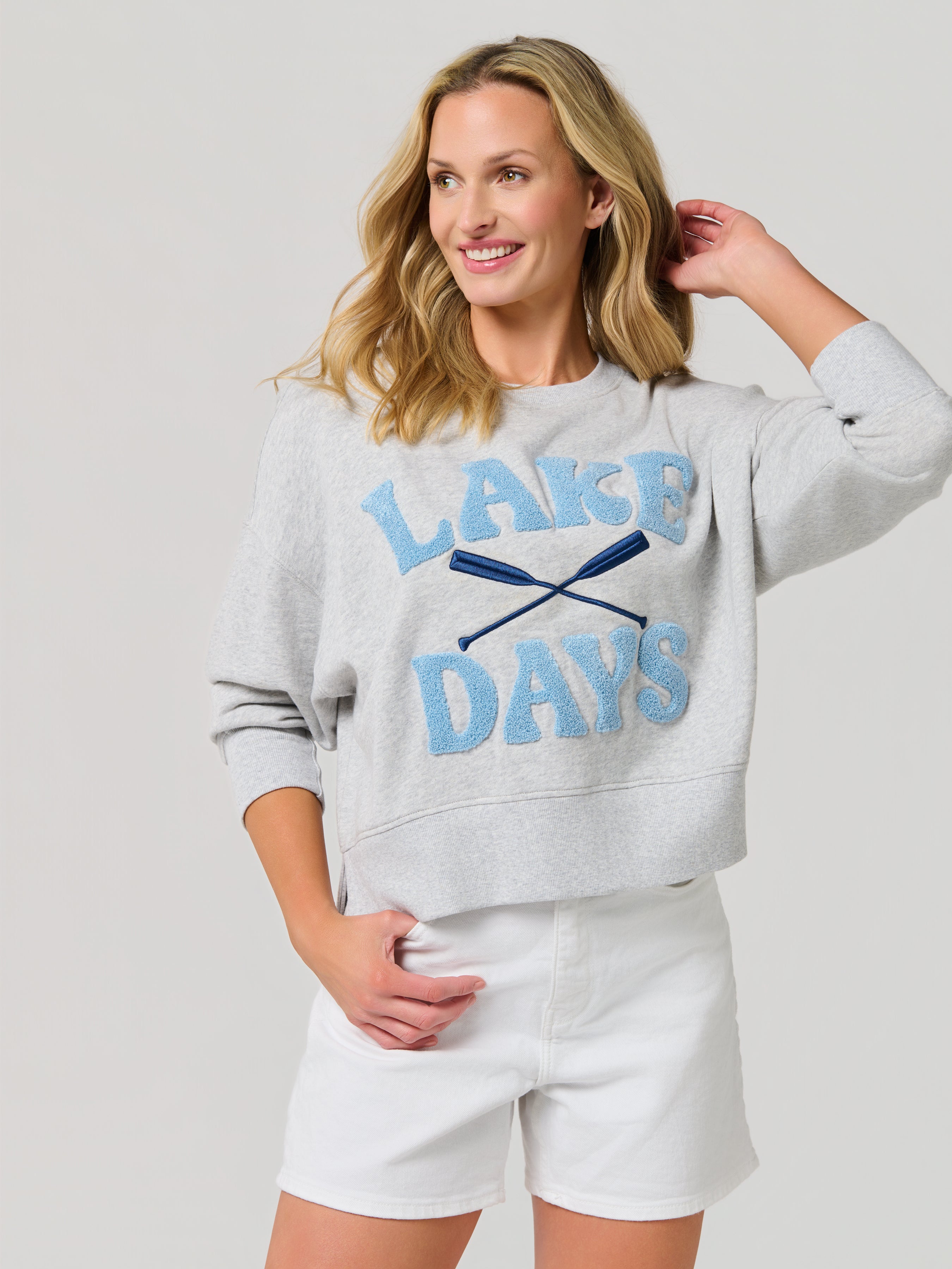 Shiraleah "Lake Days" Relaxed Sweatshirt, Grey SMALL