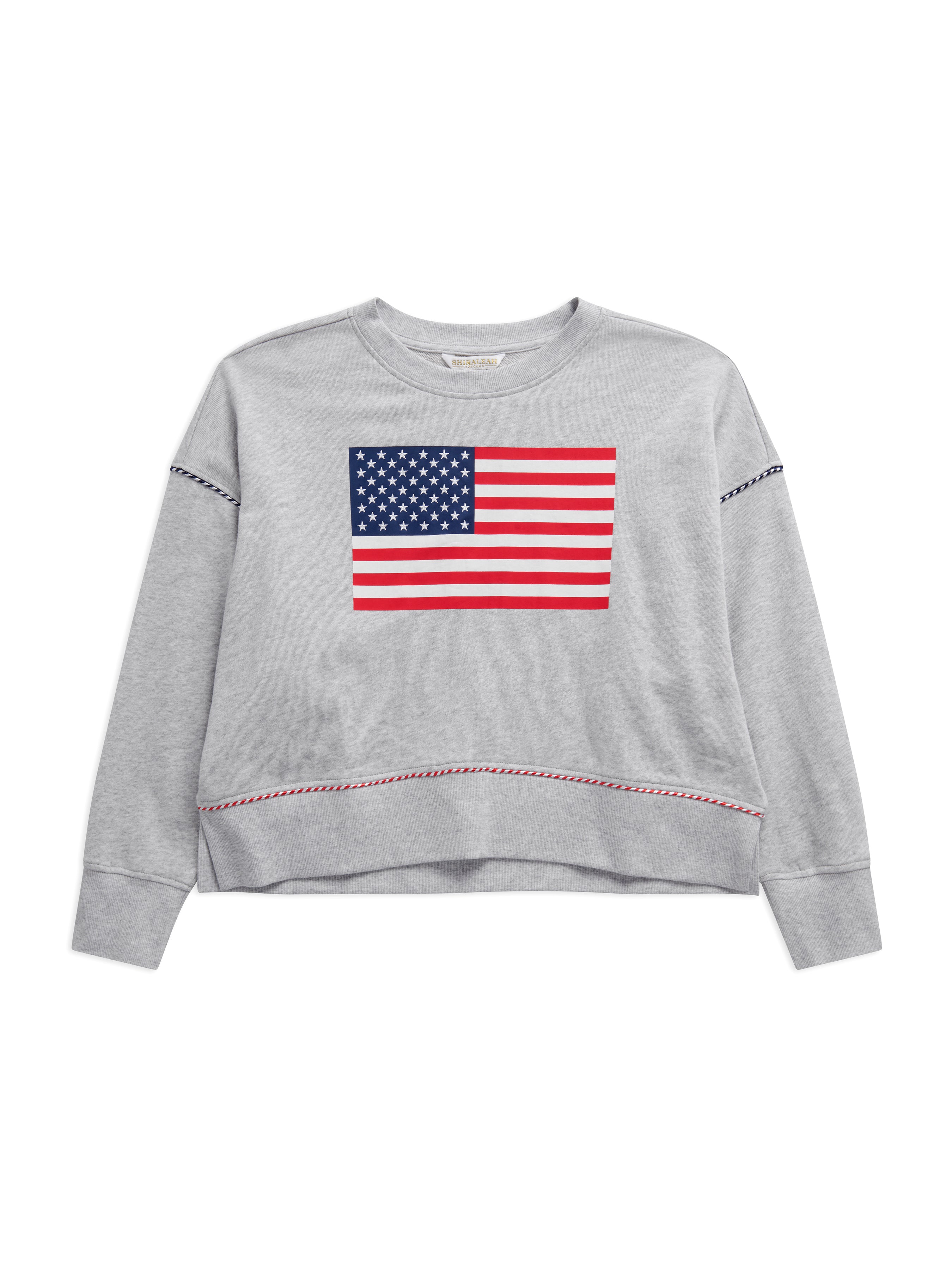 Shiraleah American Flag Relaxed Sweatshirt, Grey SMALL