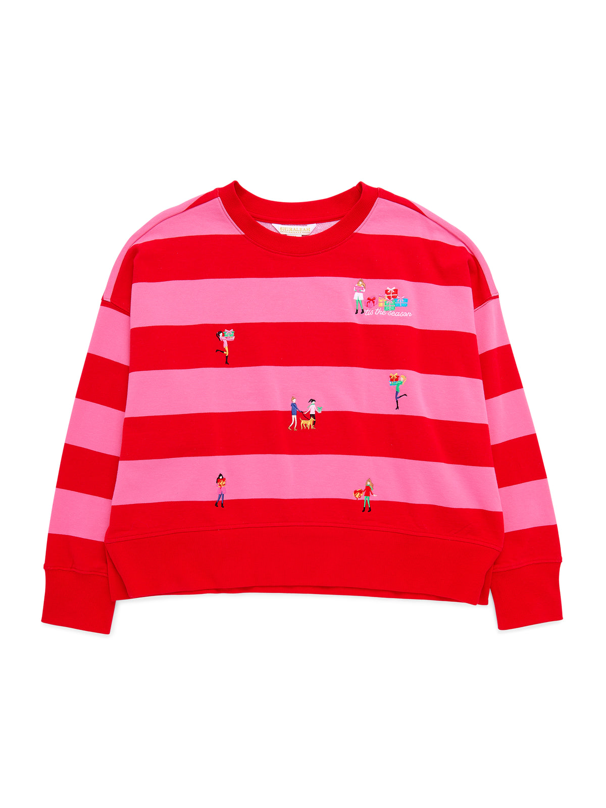 Shiraleah Gifting Embroidery Relaxed Sweatshirt RED / EXTRA SMALL