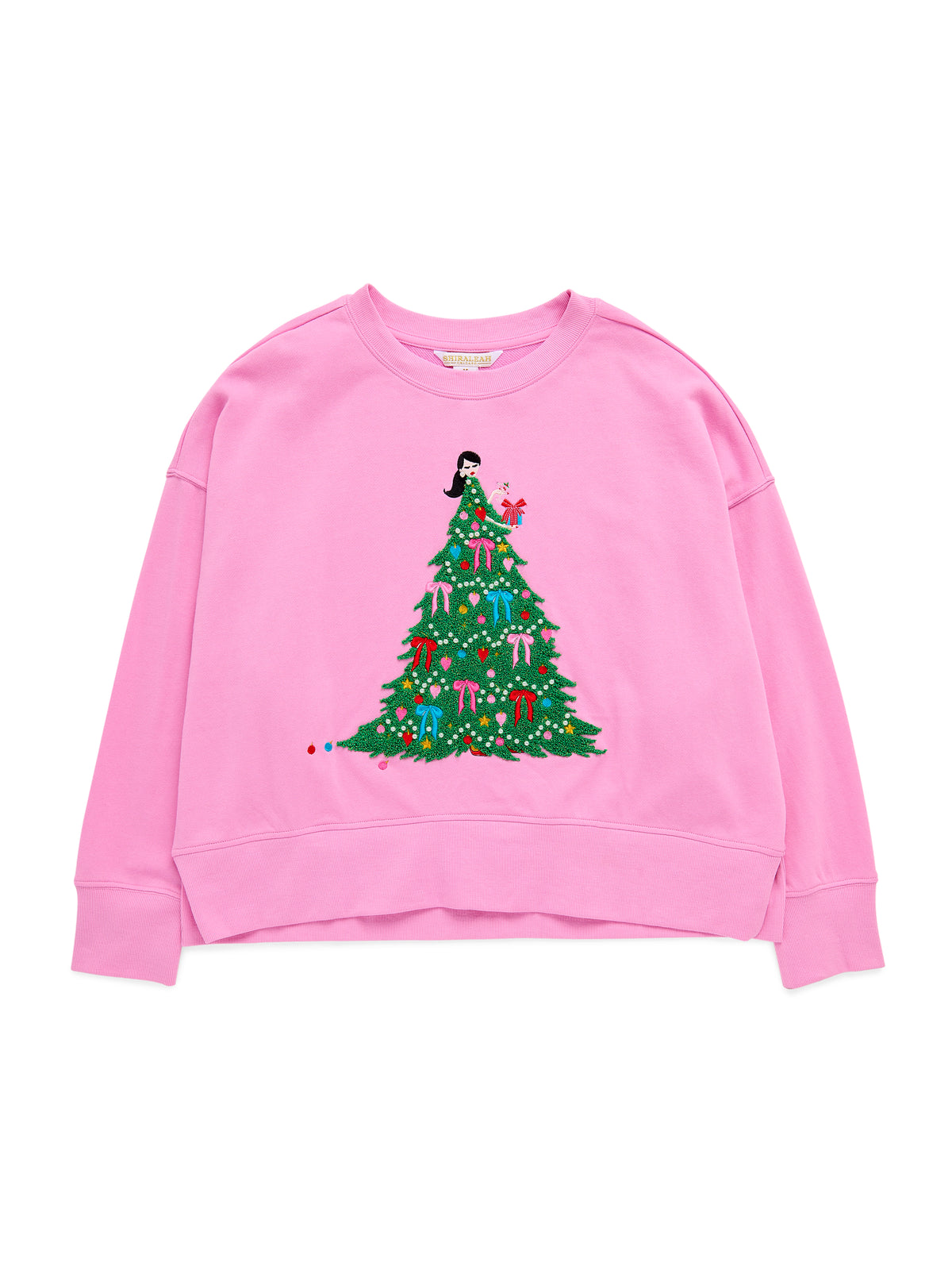Shiraleah Christmas Tree Lady Relaxed Sweatshirt PINK / EXTRA SMALL