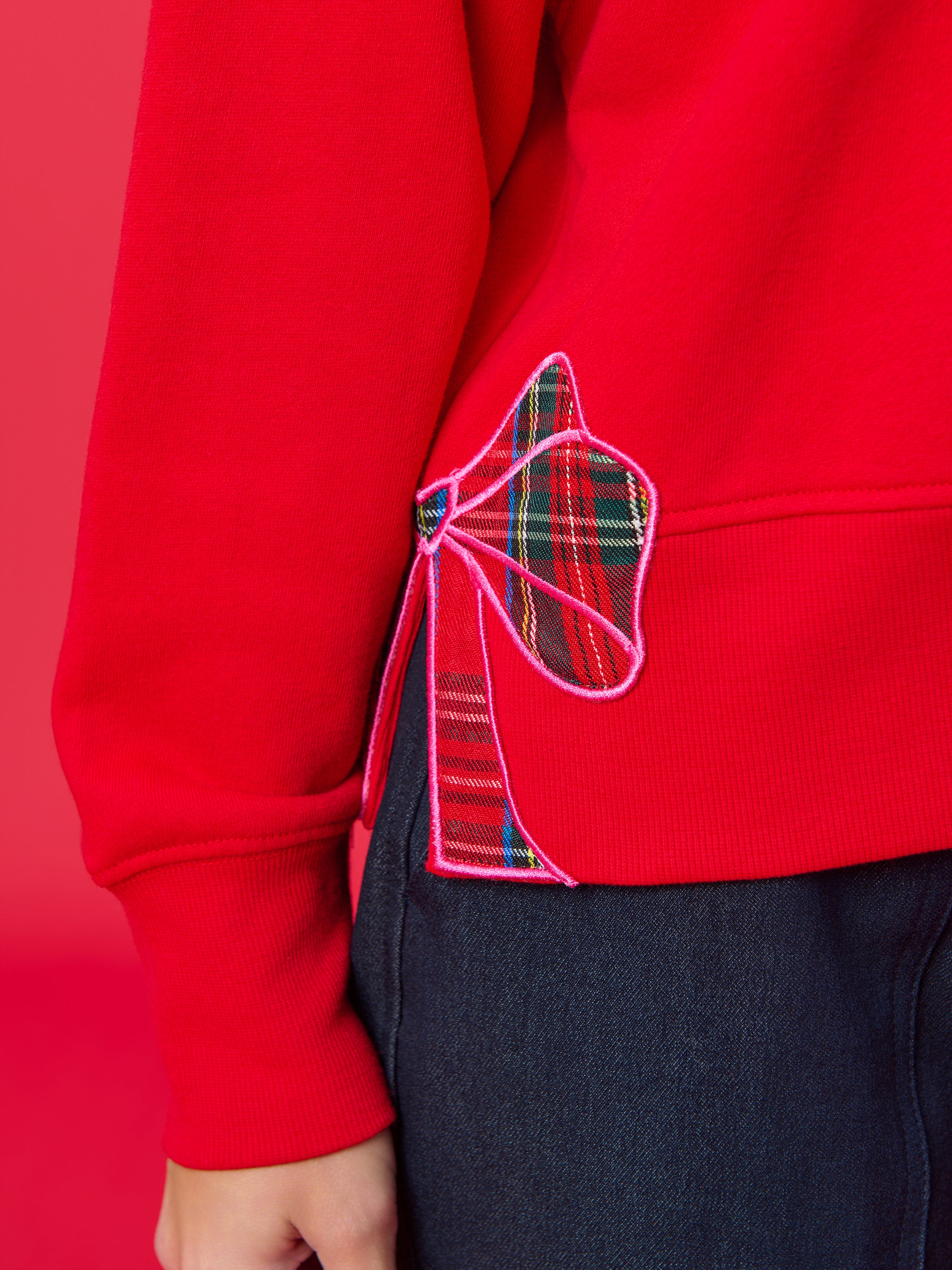Shiraleah Plaid "Merry" Relaxed Sweatshirt RED / EXTRA SMALL