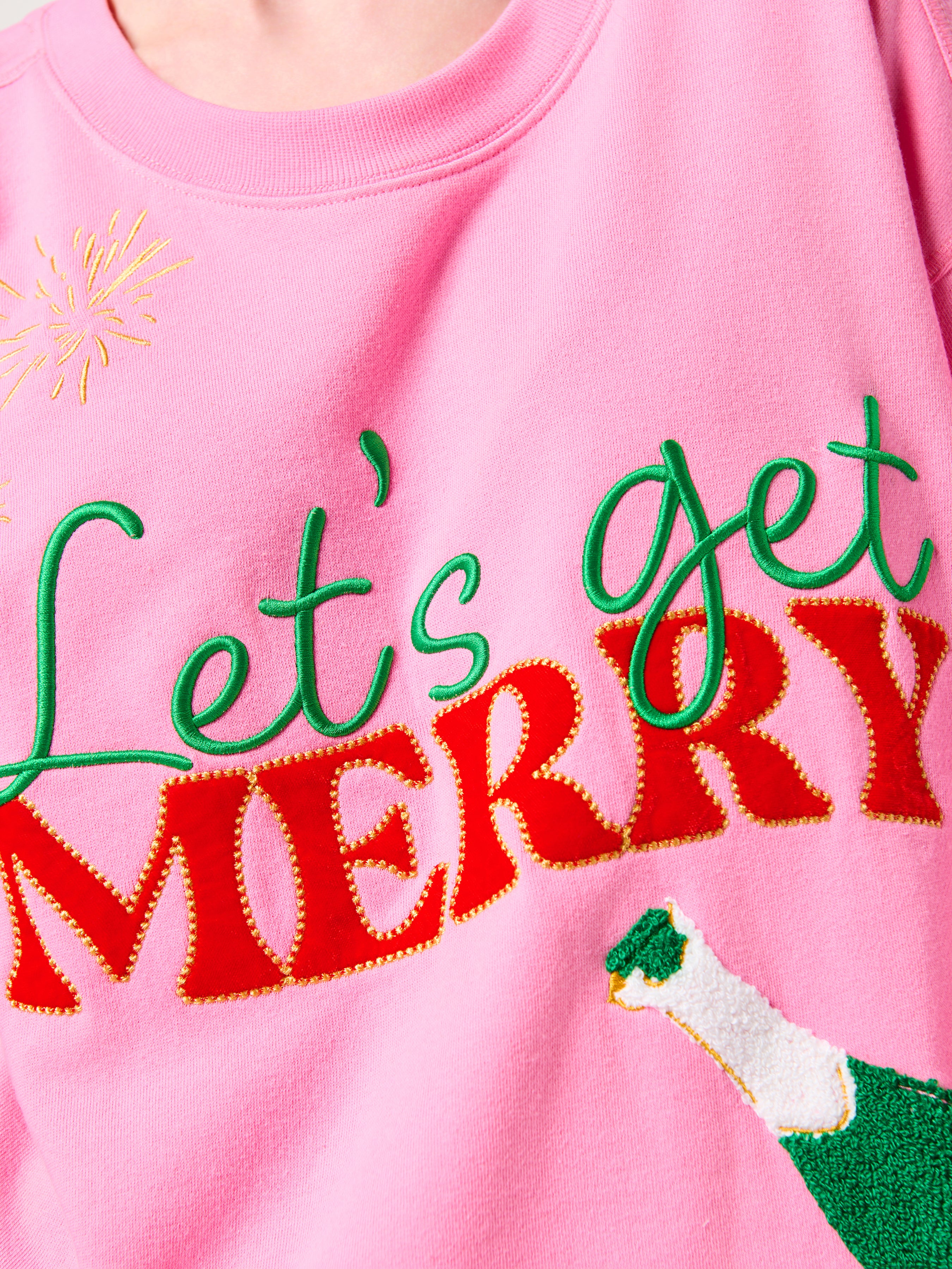 Shiraleah "Let's Get Merry" Lounge Sweatshirt PINK / EXTRA SMALL
