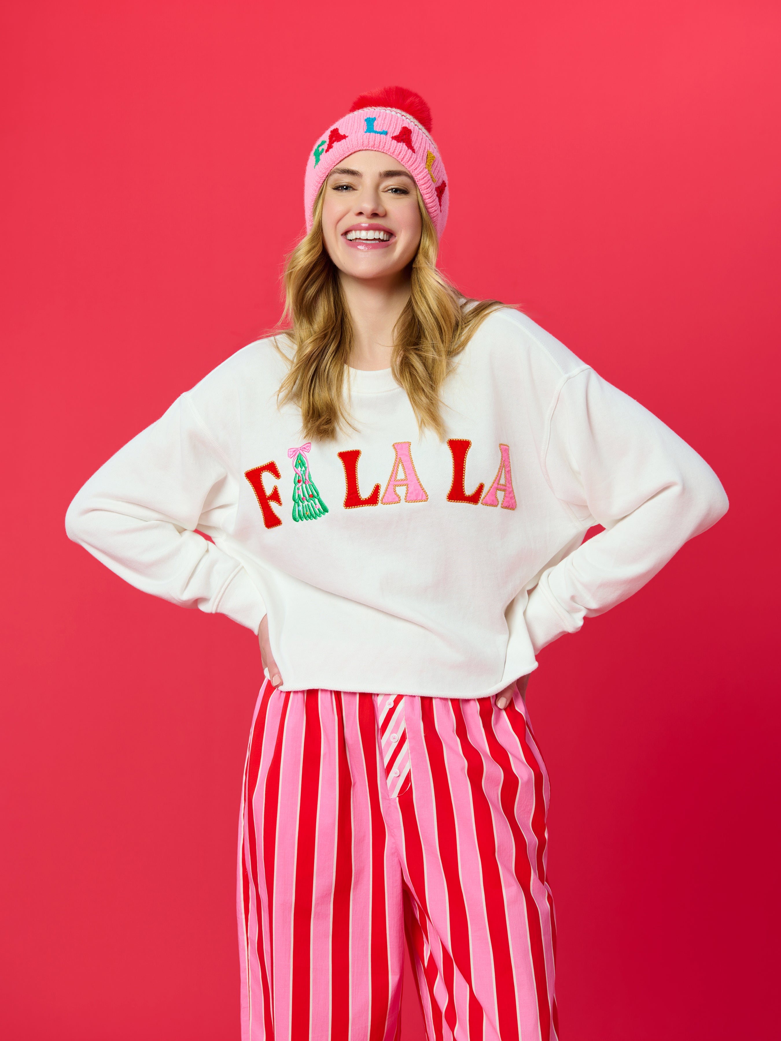 Shiraleah "Fa La La" Lounge Sweatshirt WHITE / EXTRA SMALL