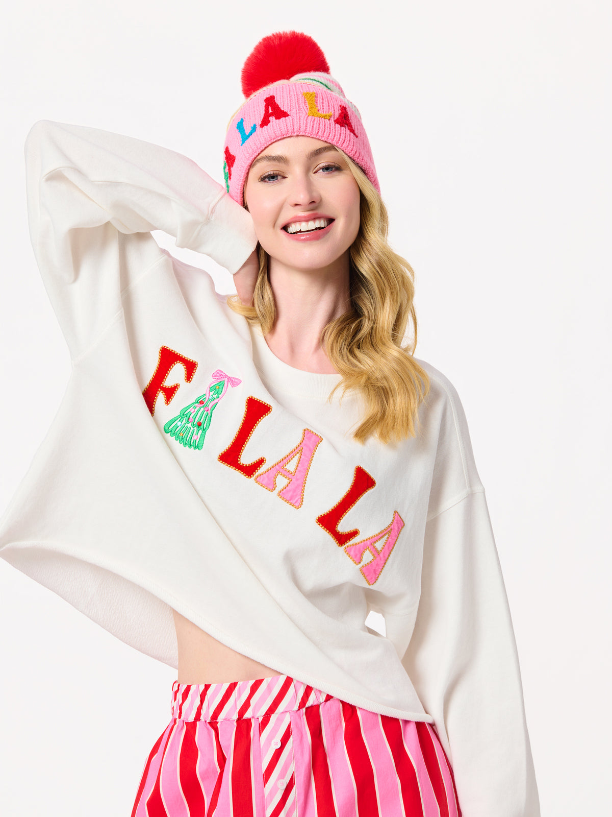 Shiraleah "Fa La La" Lounge Sweatshirt WHITE / EXTRA SMALL