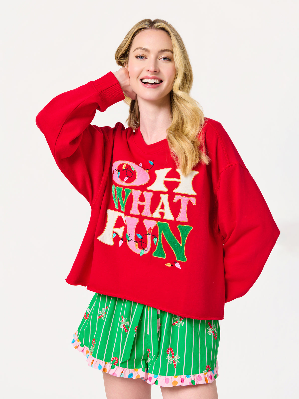 Shiraleah "Oh What Fun" Lounge Sweatshirt RED / EXTRA SMALL