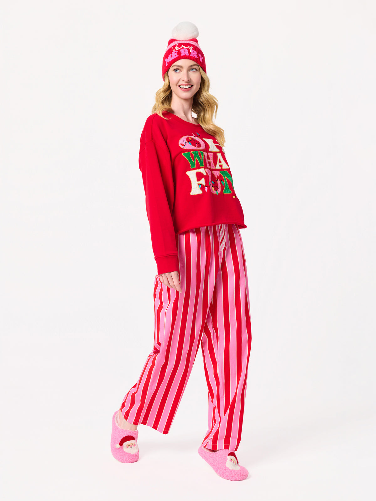 Shiraleah "Oh What Fun" Lounge Sweatshirt RED / EXTRA SMALL