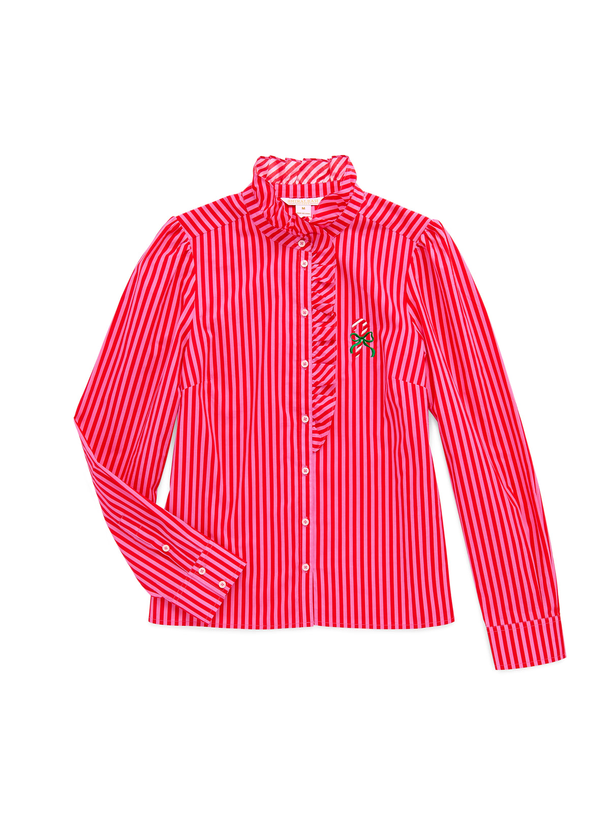 Shiraleah Candy Cane Ruffle Blouse RED / EXTRA SMALL