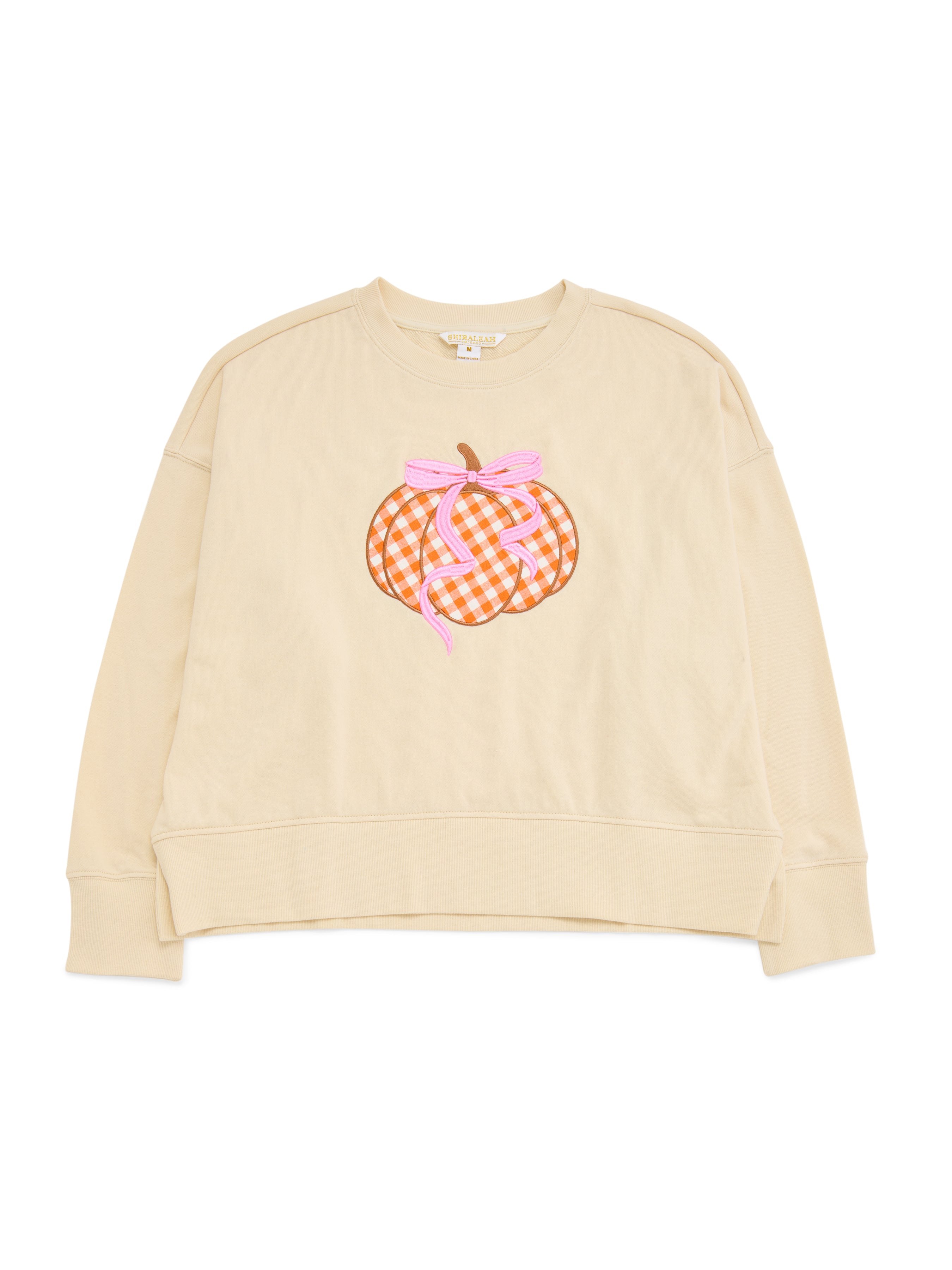 Shiraleah Gingham Pumpkin Relaxed Sweatshirt CREAM / EXTRA SMALL