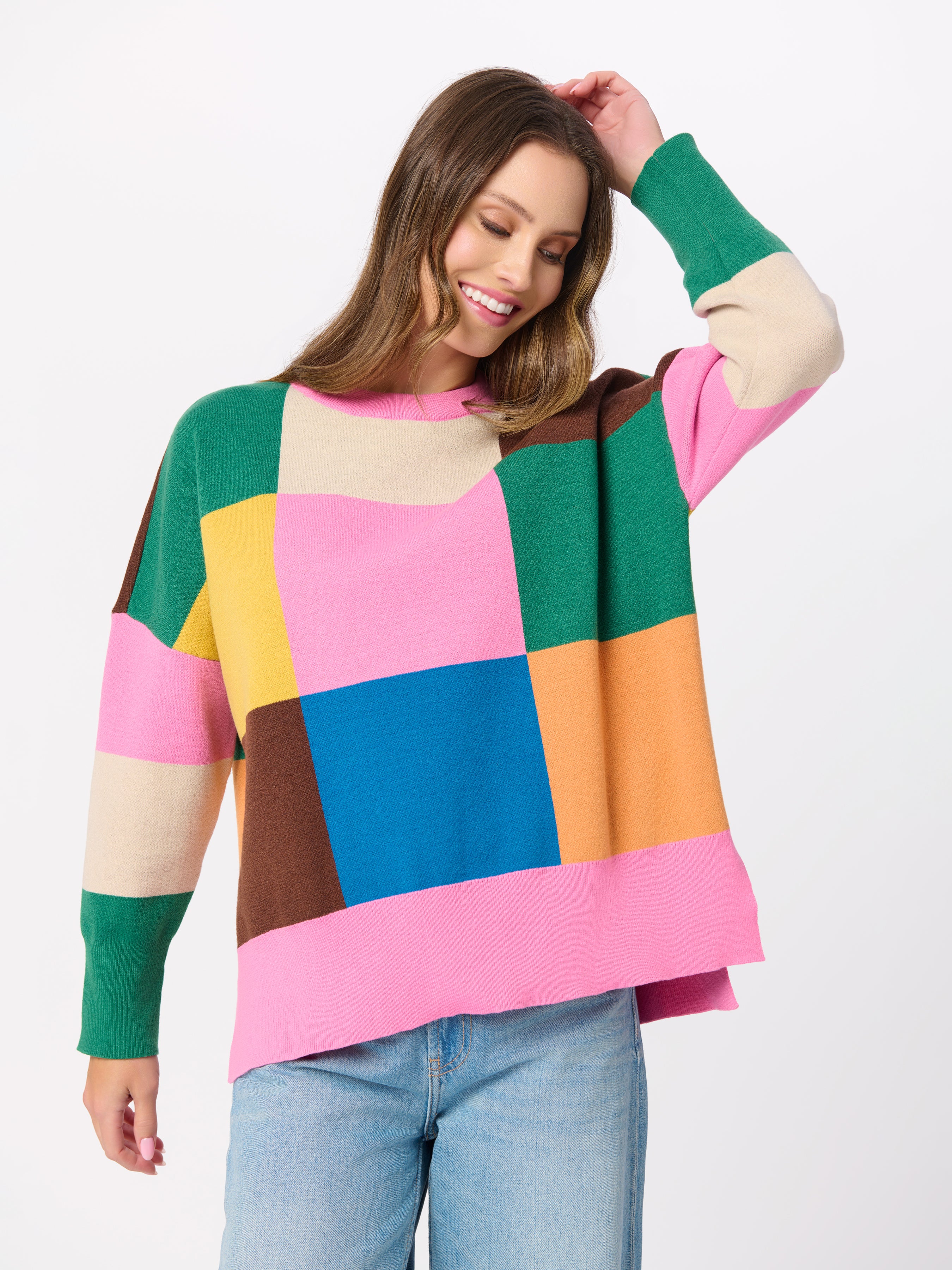 Shiraleah Color Block Loose Fit Sweater MULTI / EXTRA SMALL