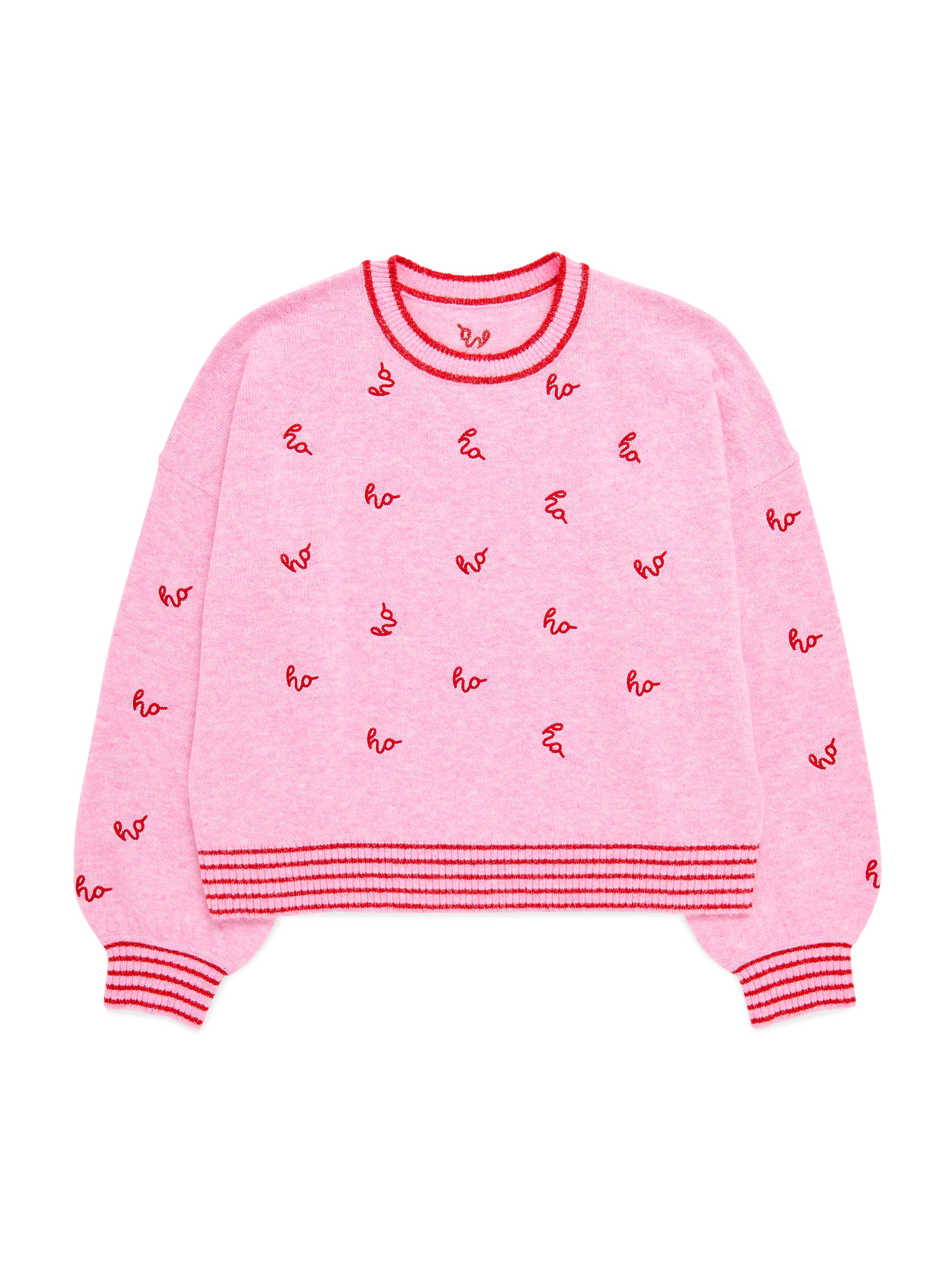 Shiraleah "Ho Ho Ho" Relaxed Sweater BLUSH / EXTRA SMALL