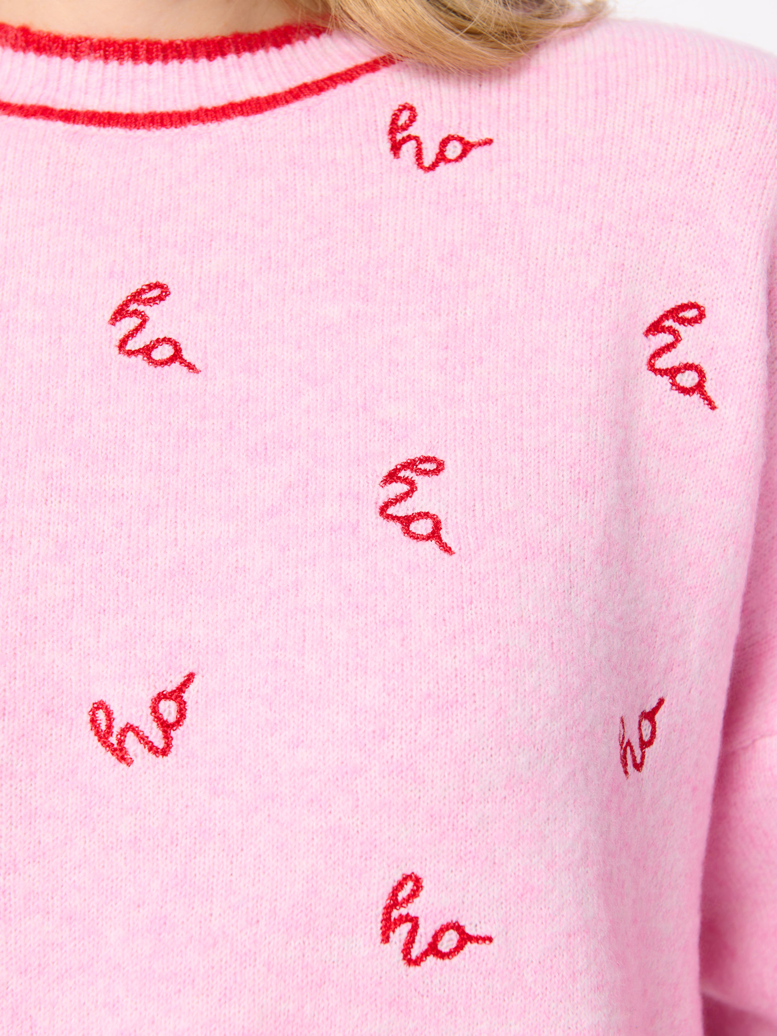 Shiraleah "Ho Ho Ho" Relaxed Sweater BLUSH / EXTRA SMALL